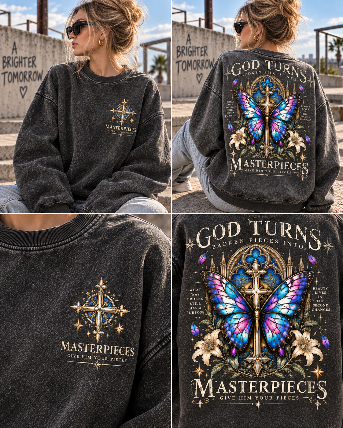 GOD Turns Broken Pieces Into Masterpieces – Vintage Faith Sweatshirt