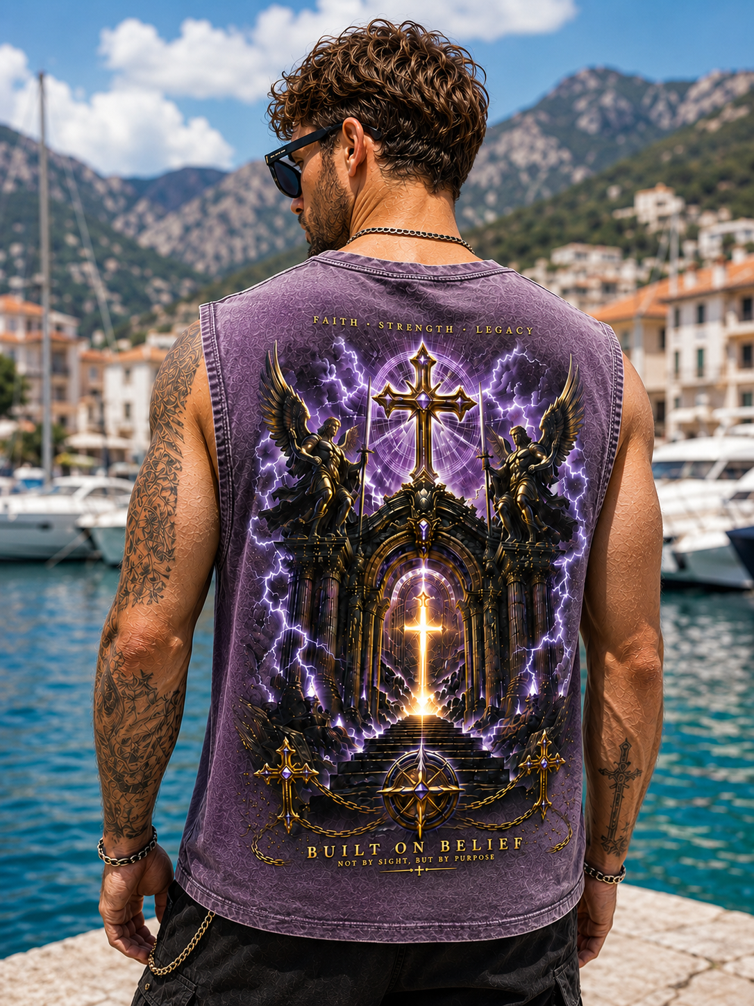 Faith Strength Legacy – Washed Blue Tank Top