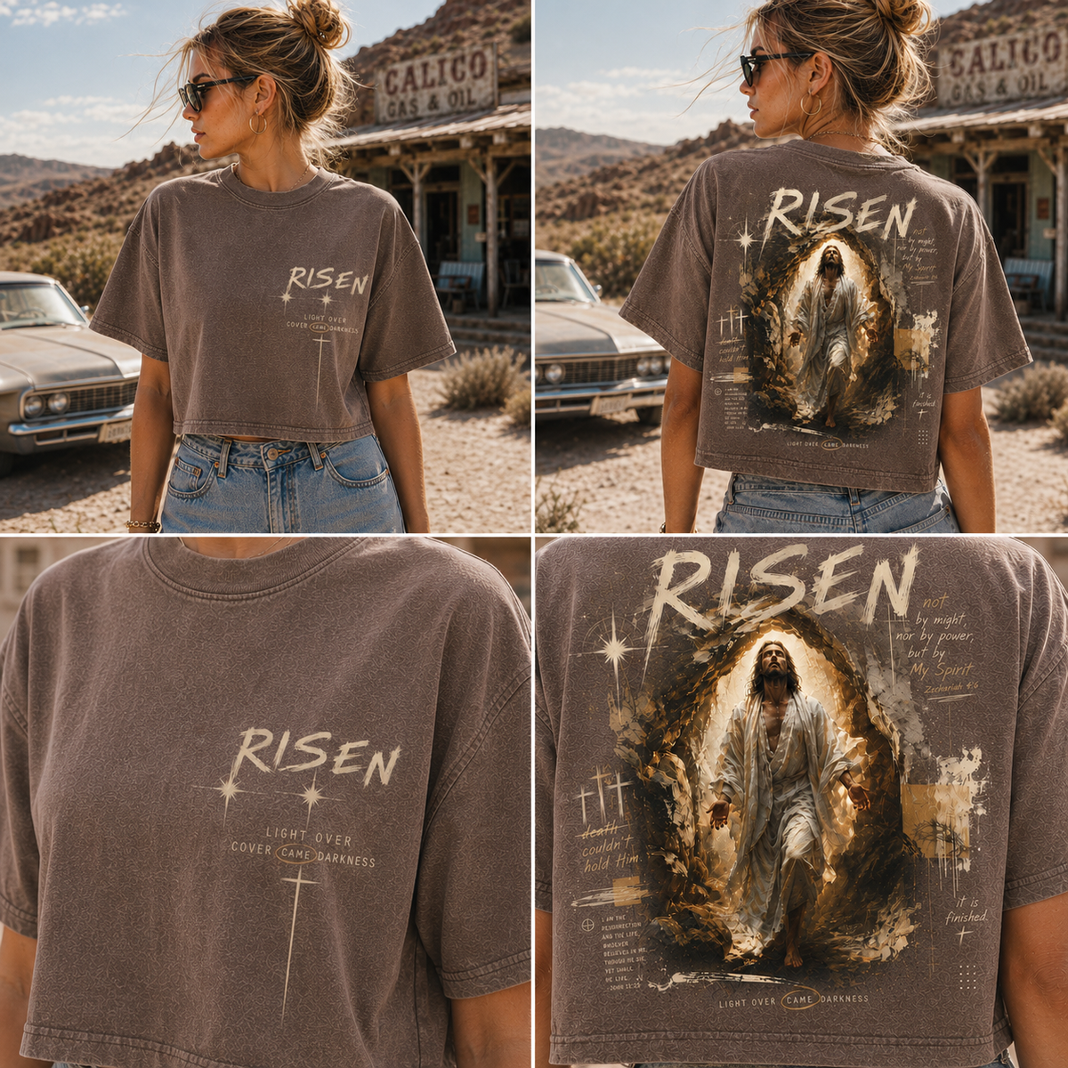 RISEN Faith Graphic Crop Top – Vintage Christian Streetwear