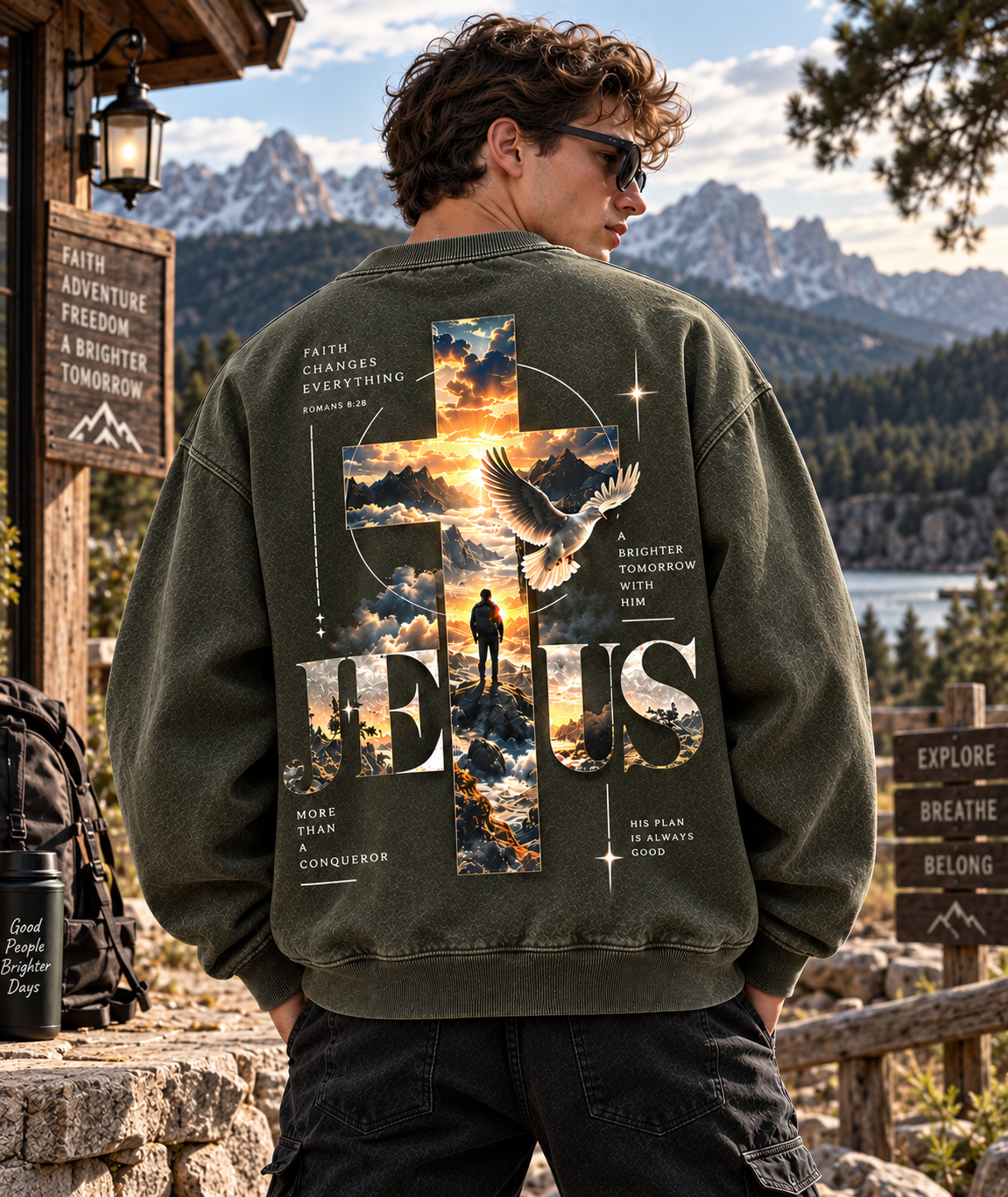 Jesus Faith Oversized Sweatshirt – Vintage Christian Style