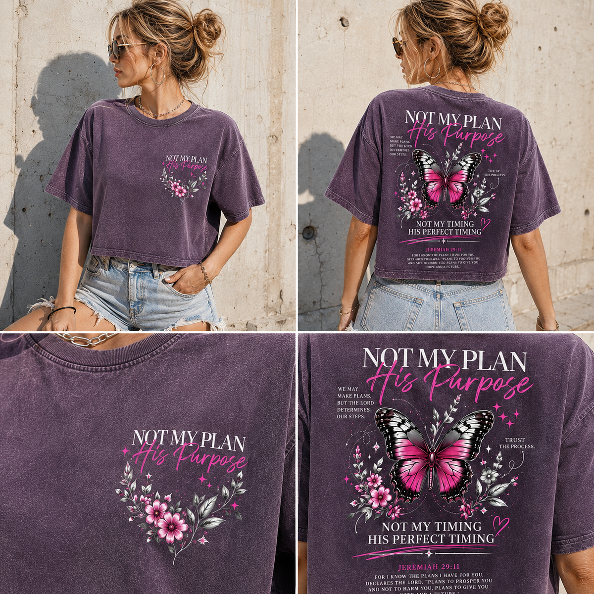 Not My Plan His Purpose – Butterfly Faith Crop Top