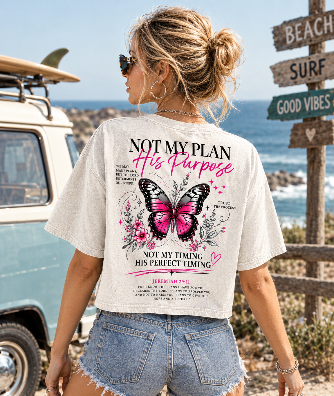 Not My Plan His Purpose – Butterfly Faith Crop Top