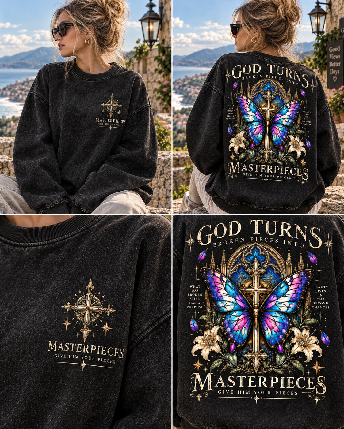 GOD Turns Broken Pieces Into Masterpieces – Vintage Faith Sweatshirt