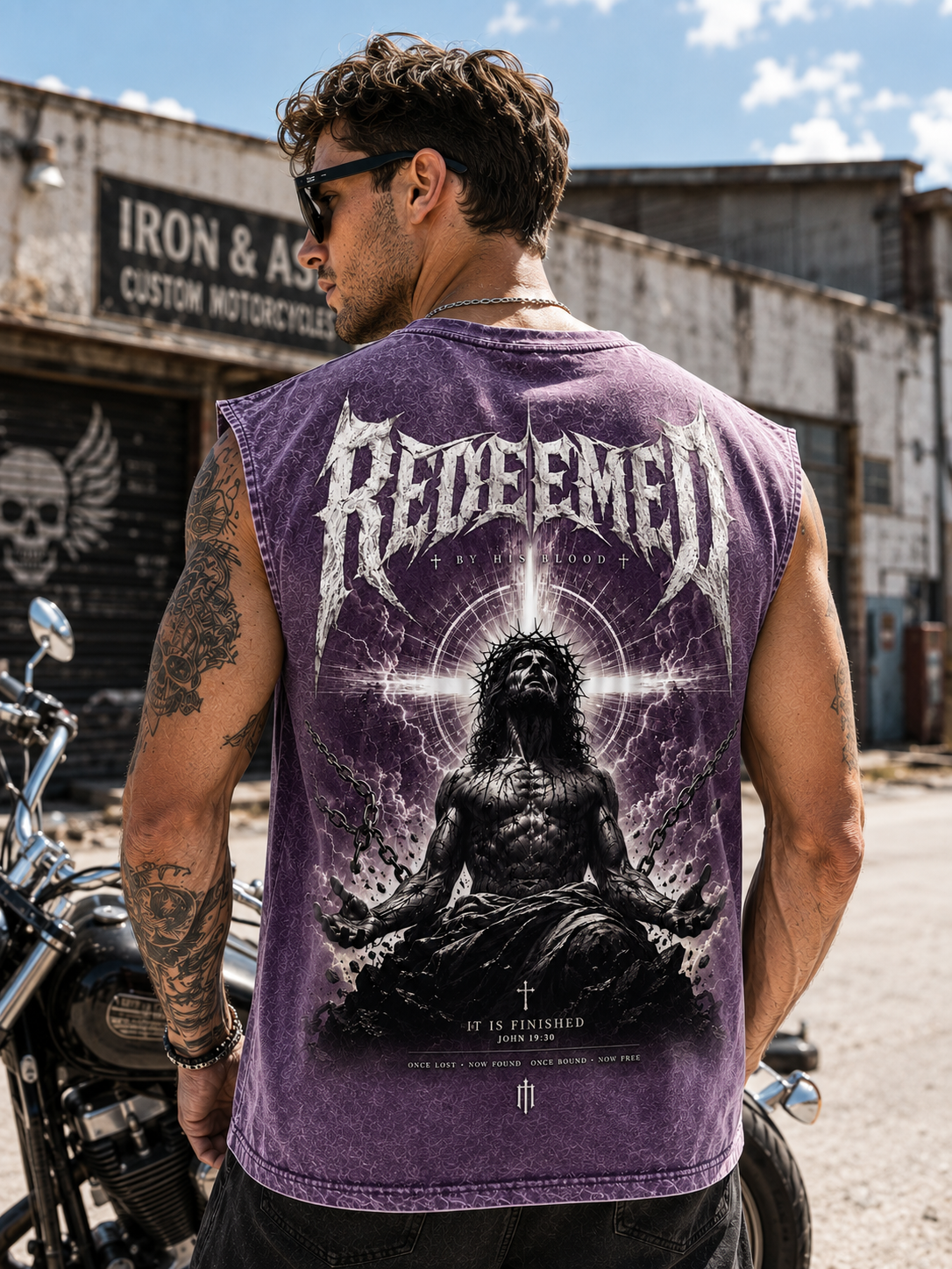 Redeemed Vintage Washed Black Christian Graphic Tank Top