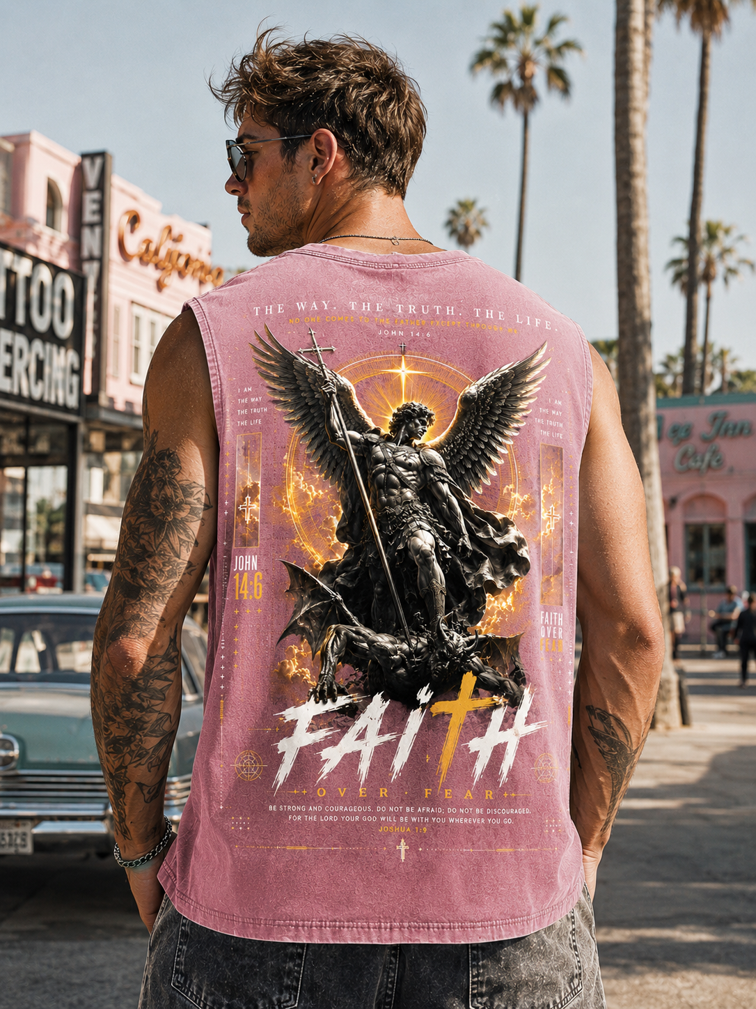 Faith Over Fear – Vintage Angel Washed Tank Top