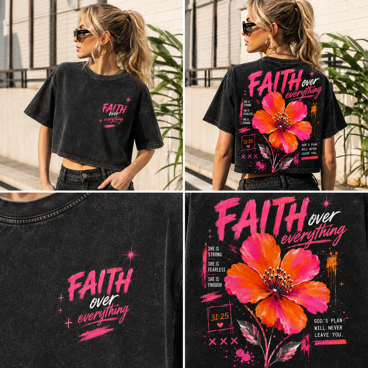 Faith Over Everything – Women’s Vintage Crop Tee