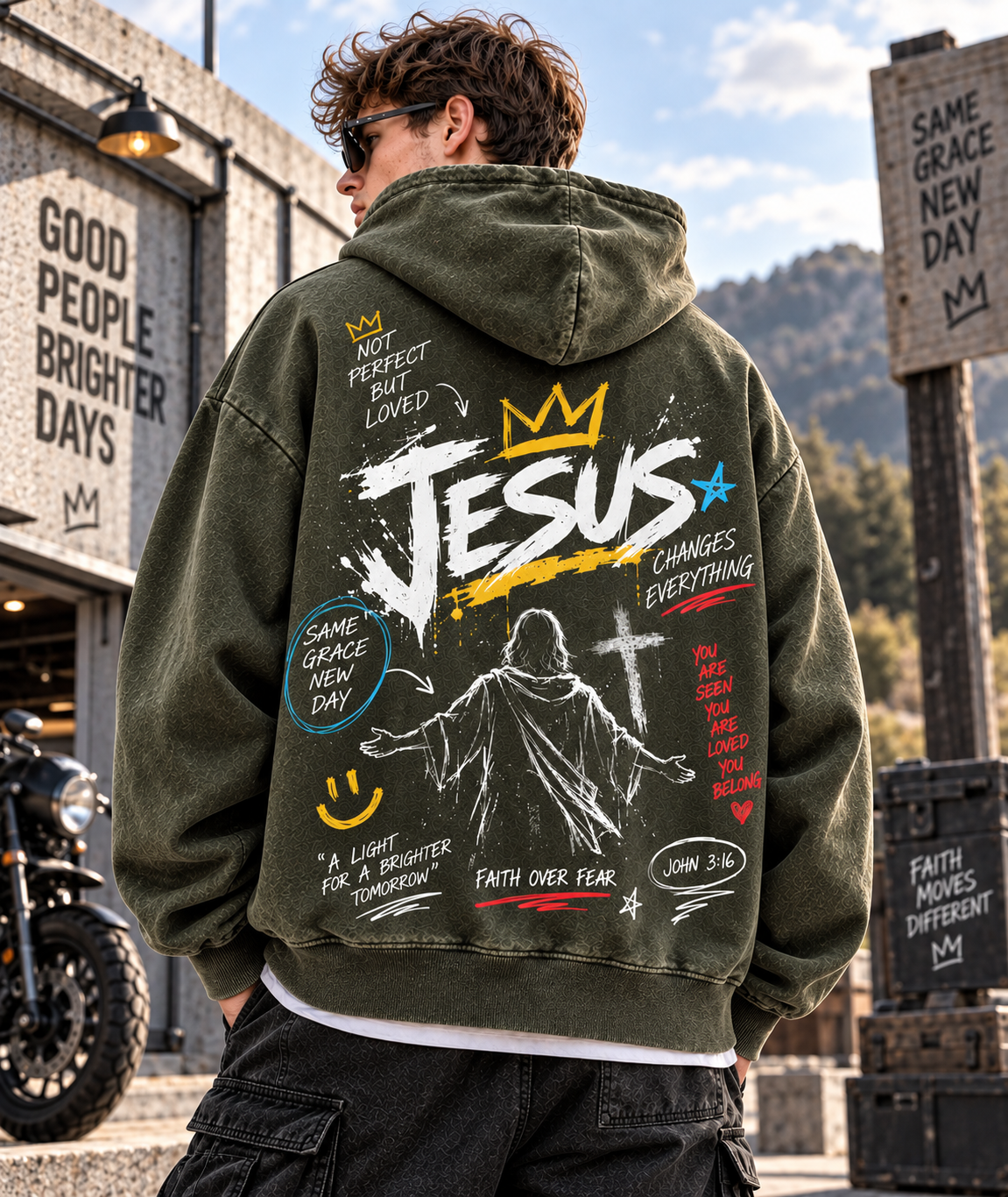 Faith Over Fear – Vintage Jesus Hoodie