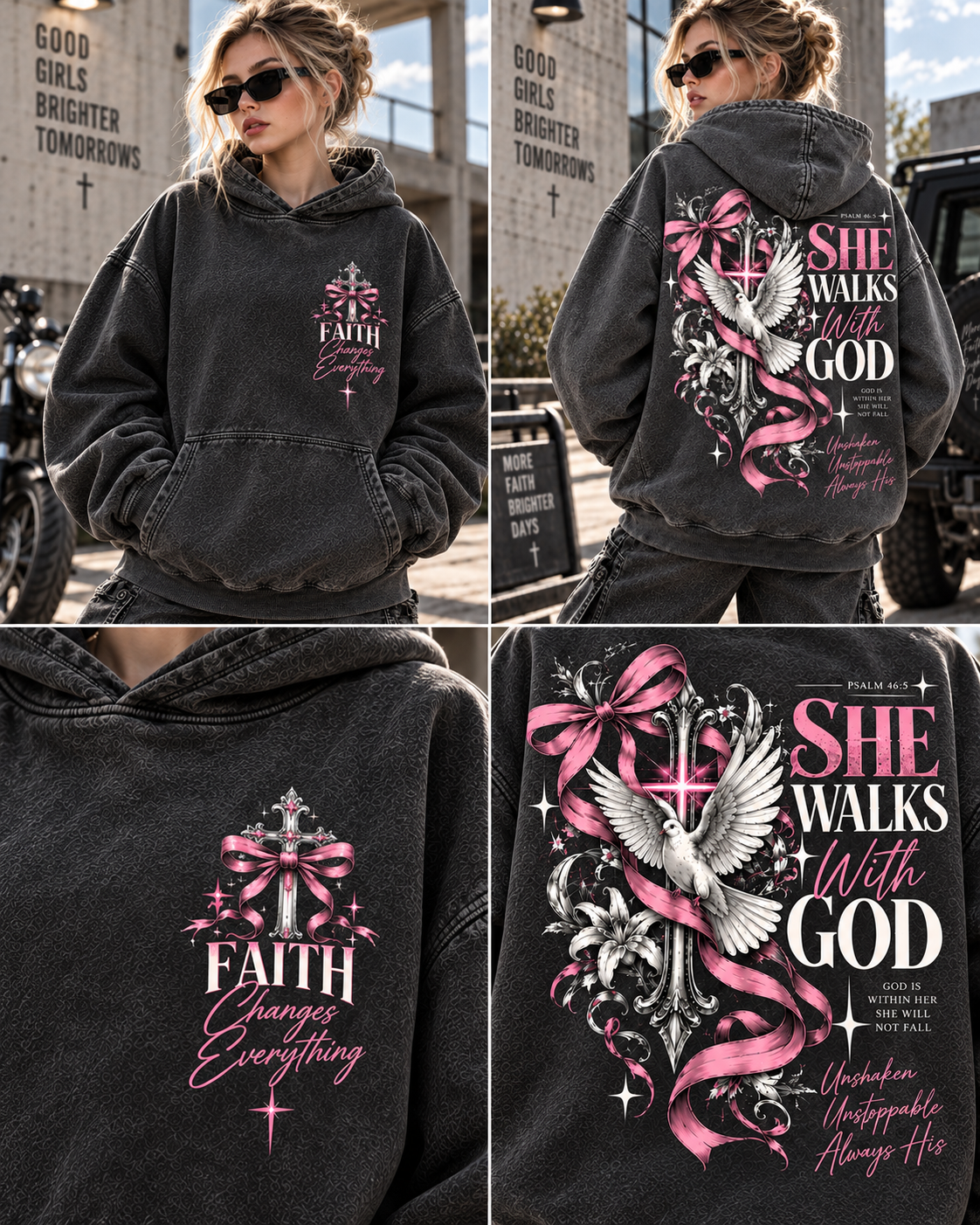 She Walks With God – Vintage Faith Hoodie