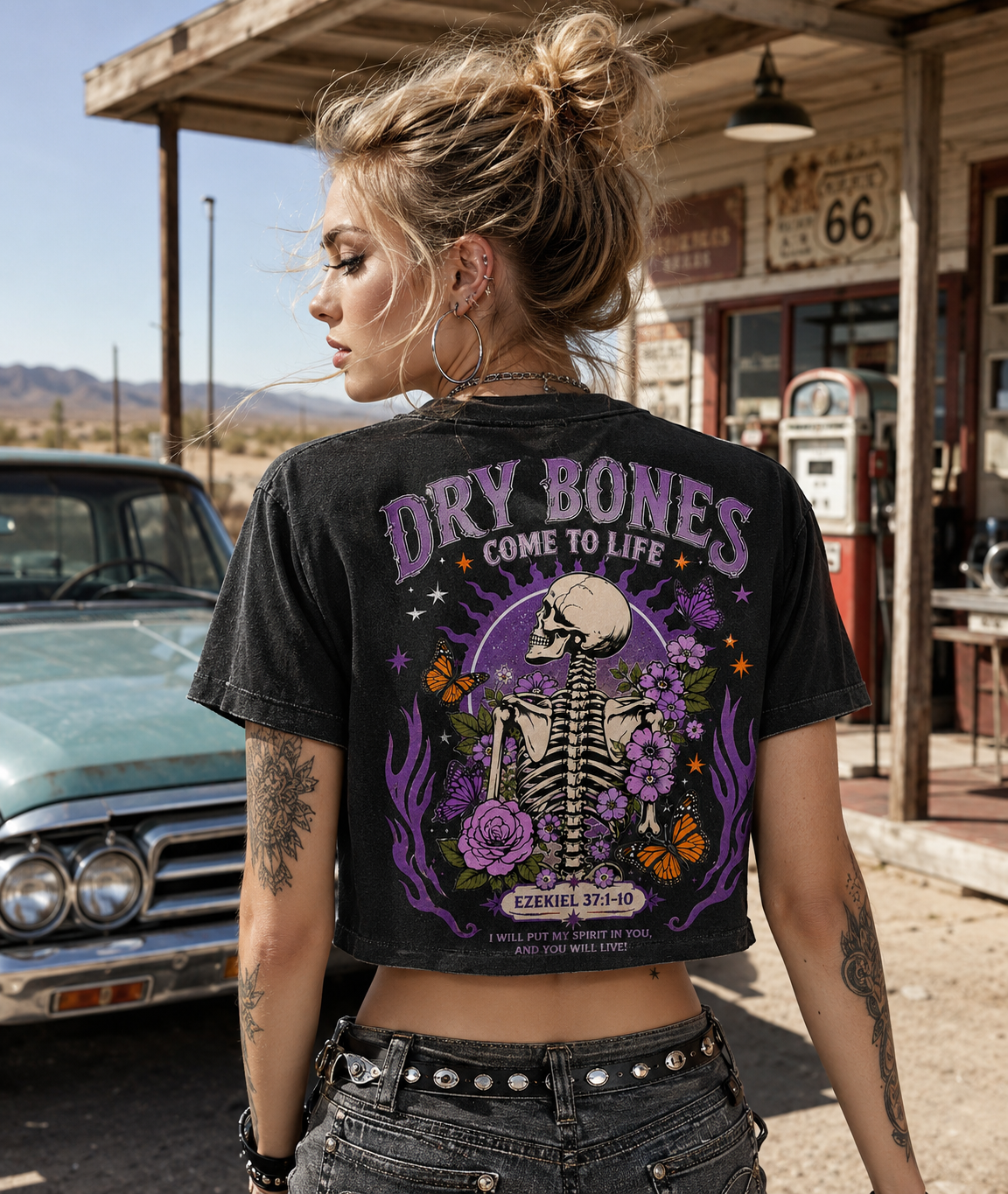 Dry Bones Come to Life – Vintage Skeleton Crop Top