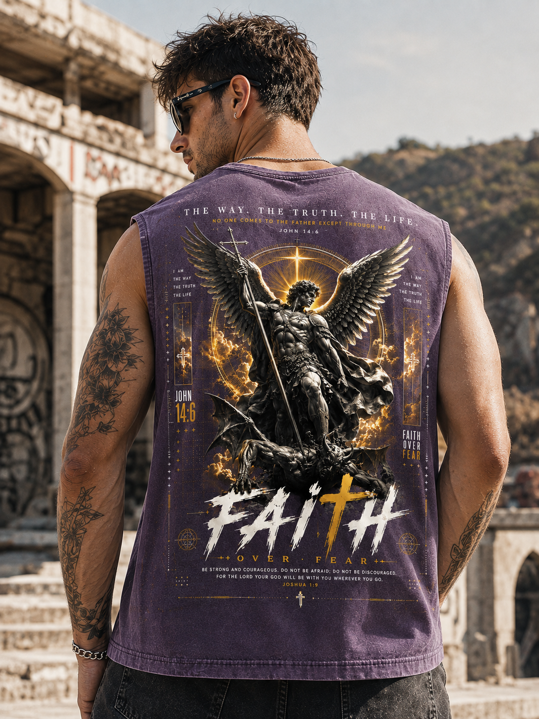 Faith Over Fear – Vintage Angel Washed Tank Top