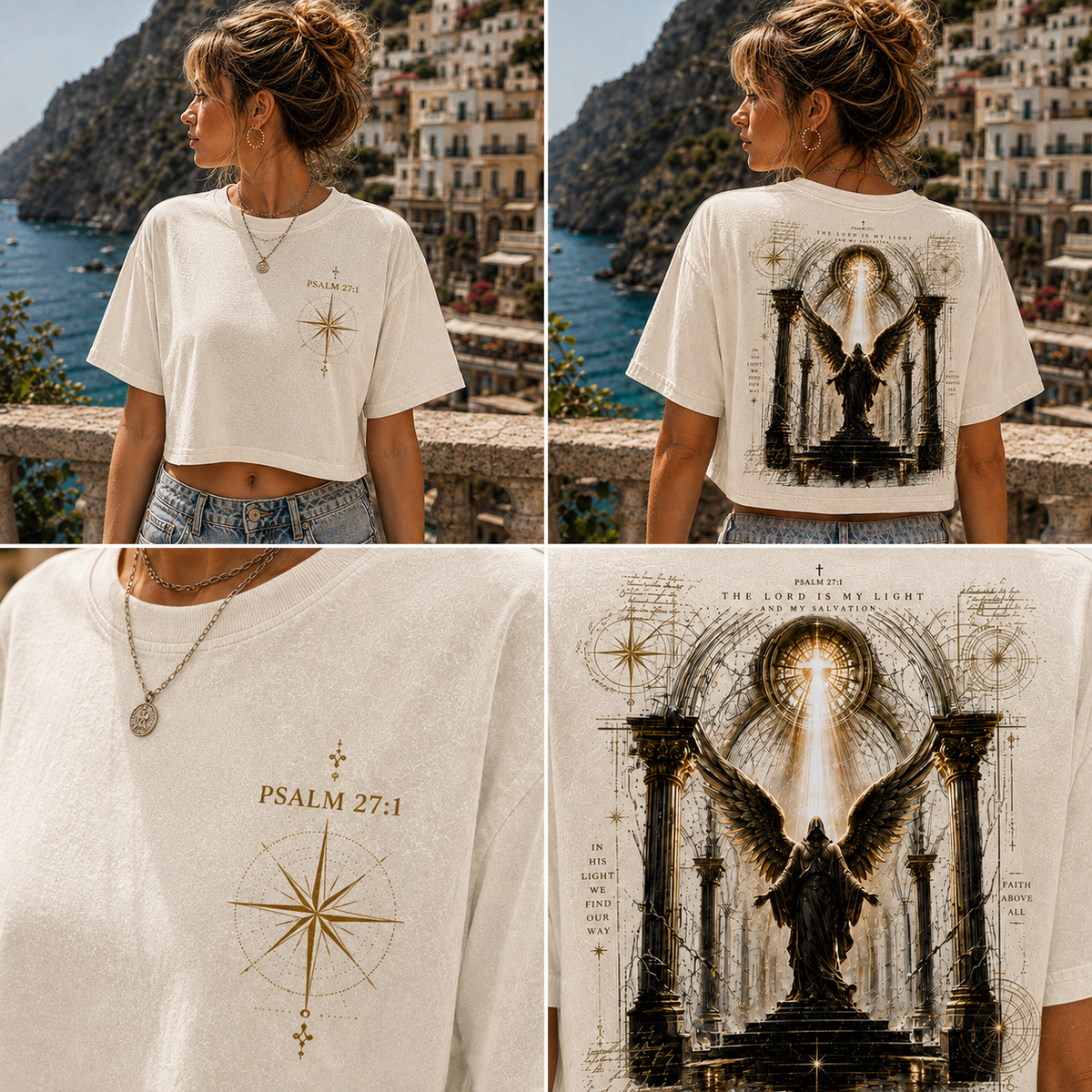 Psalm 27:1 Angel Vintage Crop Top