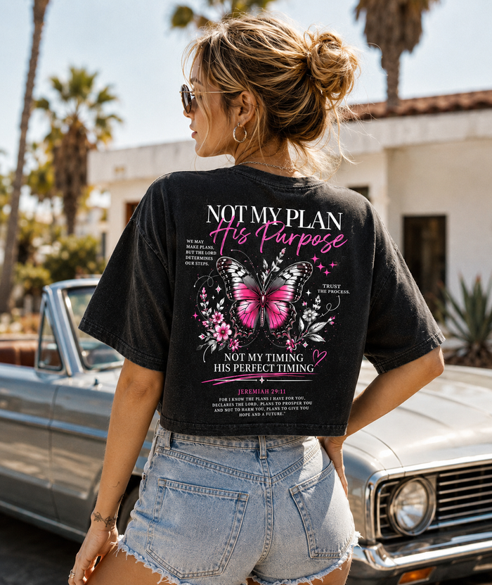Not My Plan His Purpose – Butterfly Faith Crop Top
