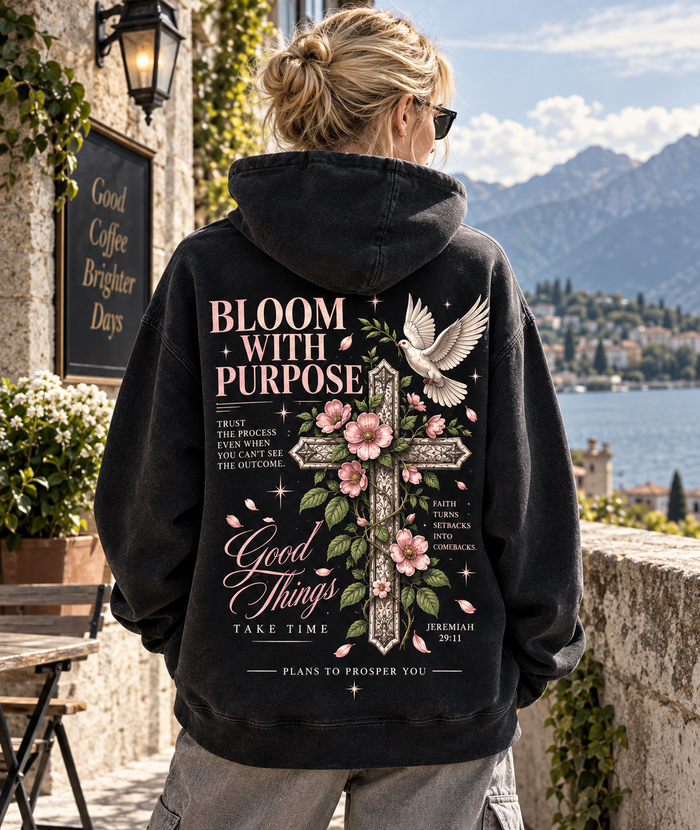 Bloom With Purpose – Vintage Faith Hoodie