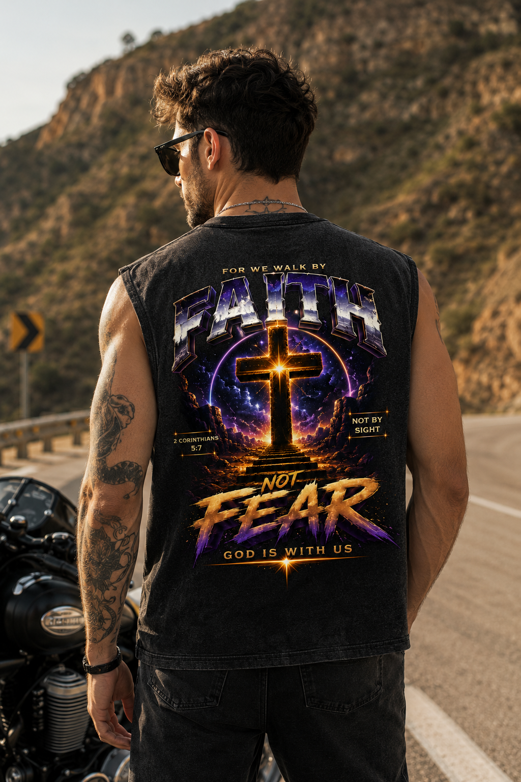 Faith Not Fear – Washed Black Vintage Tank Top
