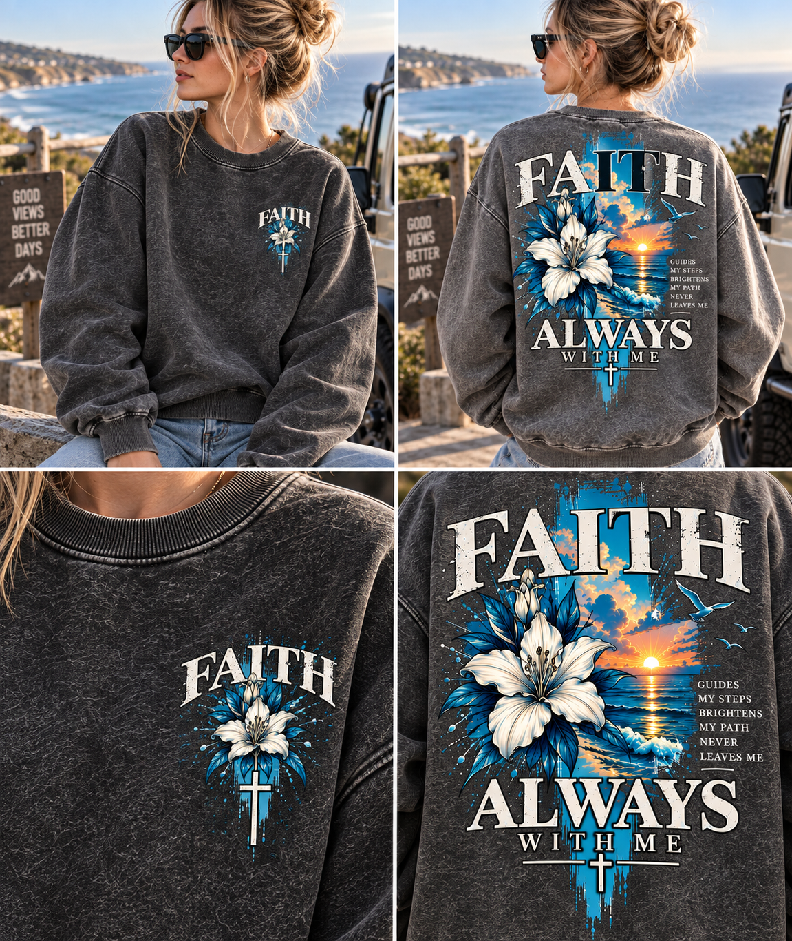 Faith Always With Me – Vintage Floral Sweatshirt