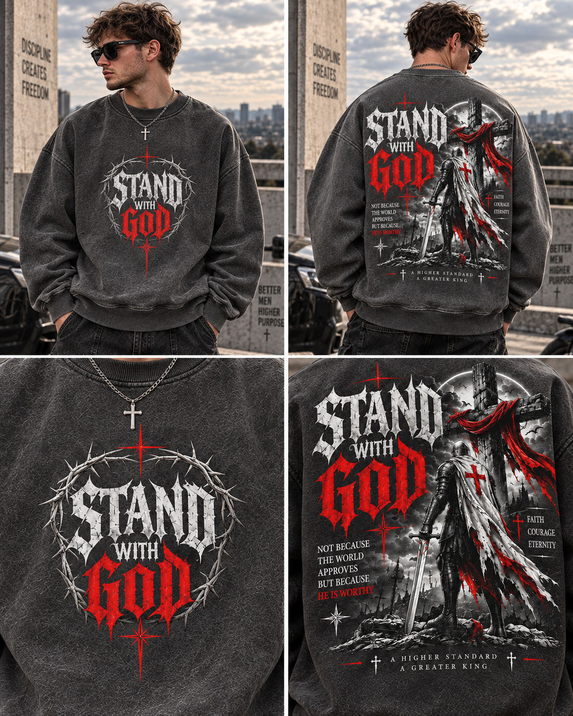 Stand With God – Vintage Faith Sweatshirt