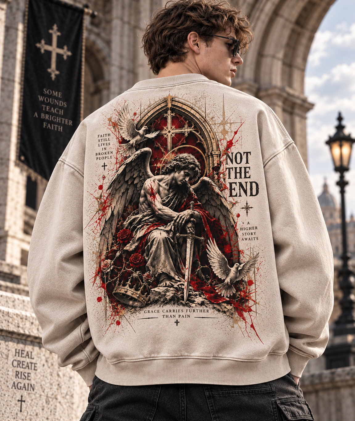 Not The End – Gothic Angel Vintage Sweatshirt