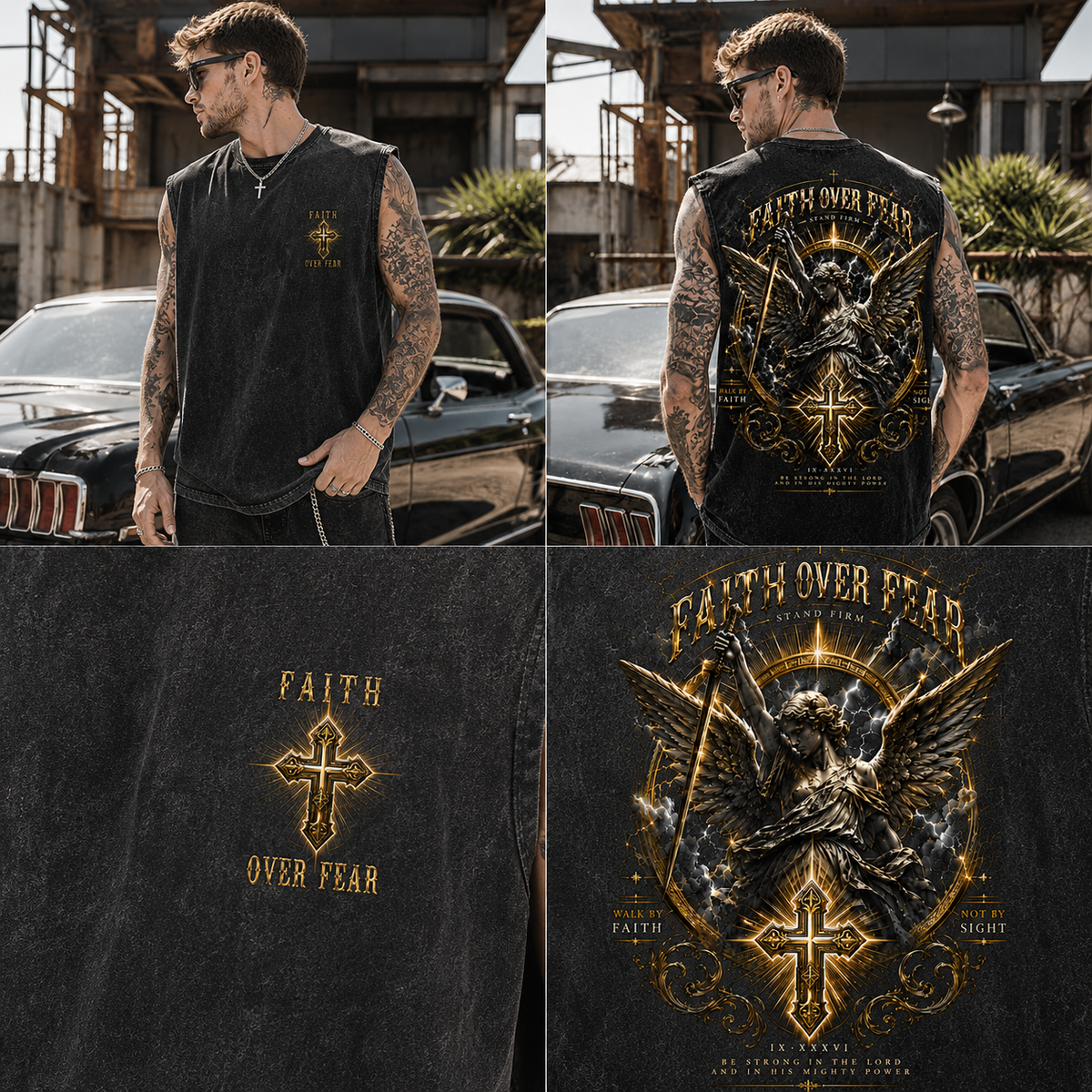 Faith Over Fear – Vintage Angel Washed Tank Top