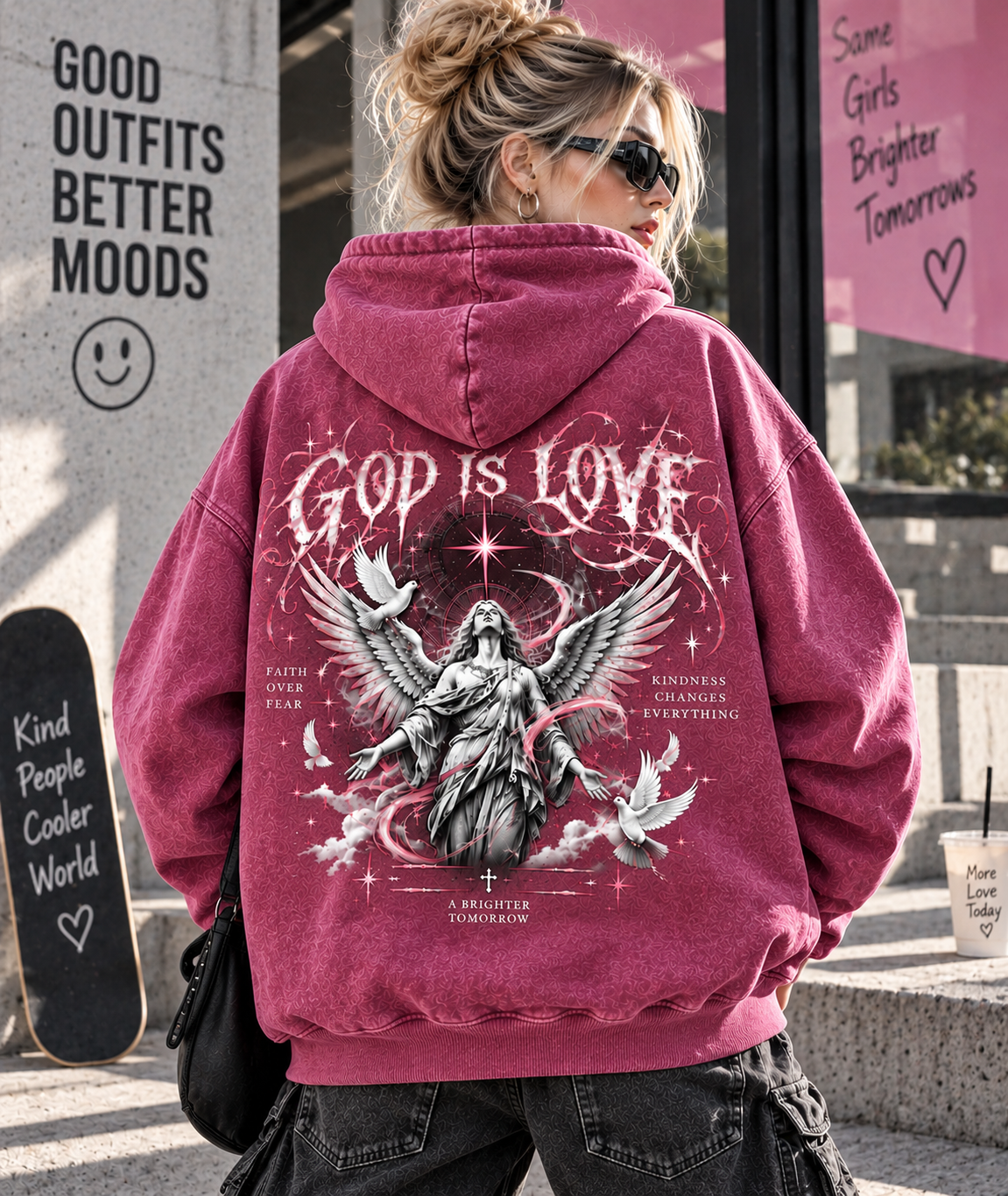 God Is Love Vintage Angel Hoodie