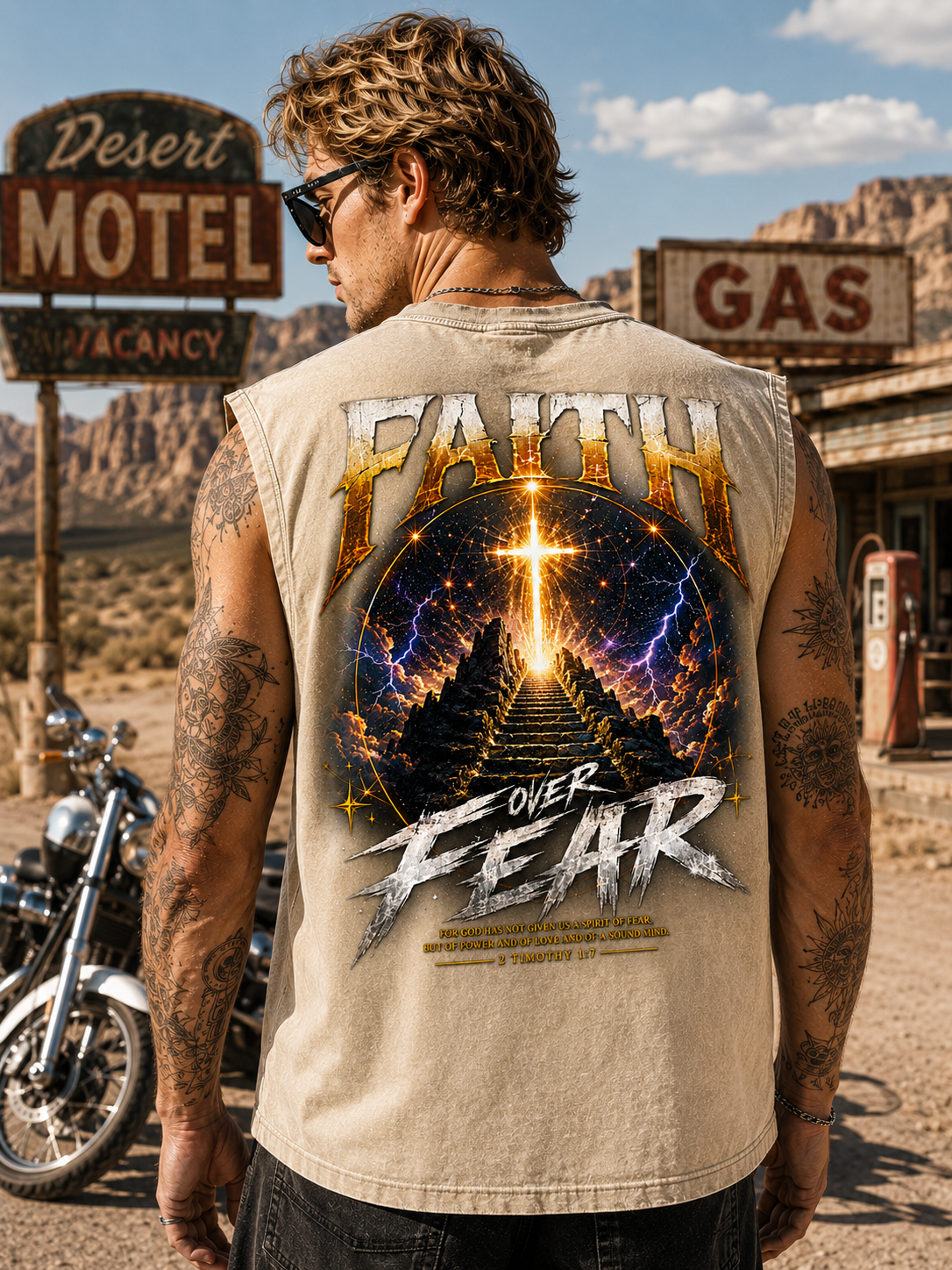 Faith Over Fear Washed Black Tank Top