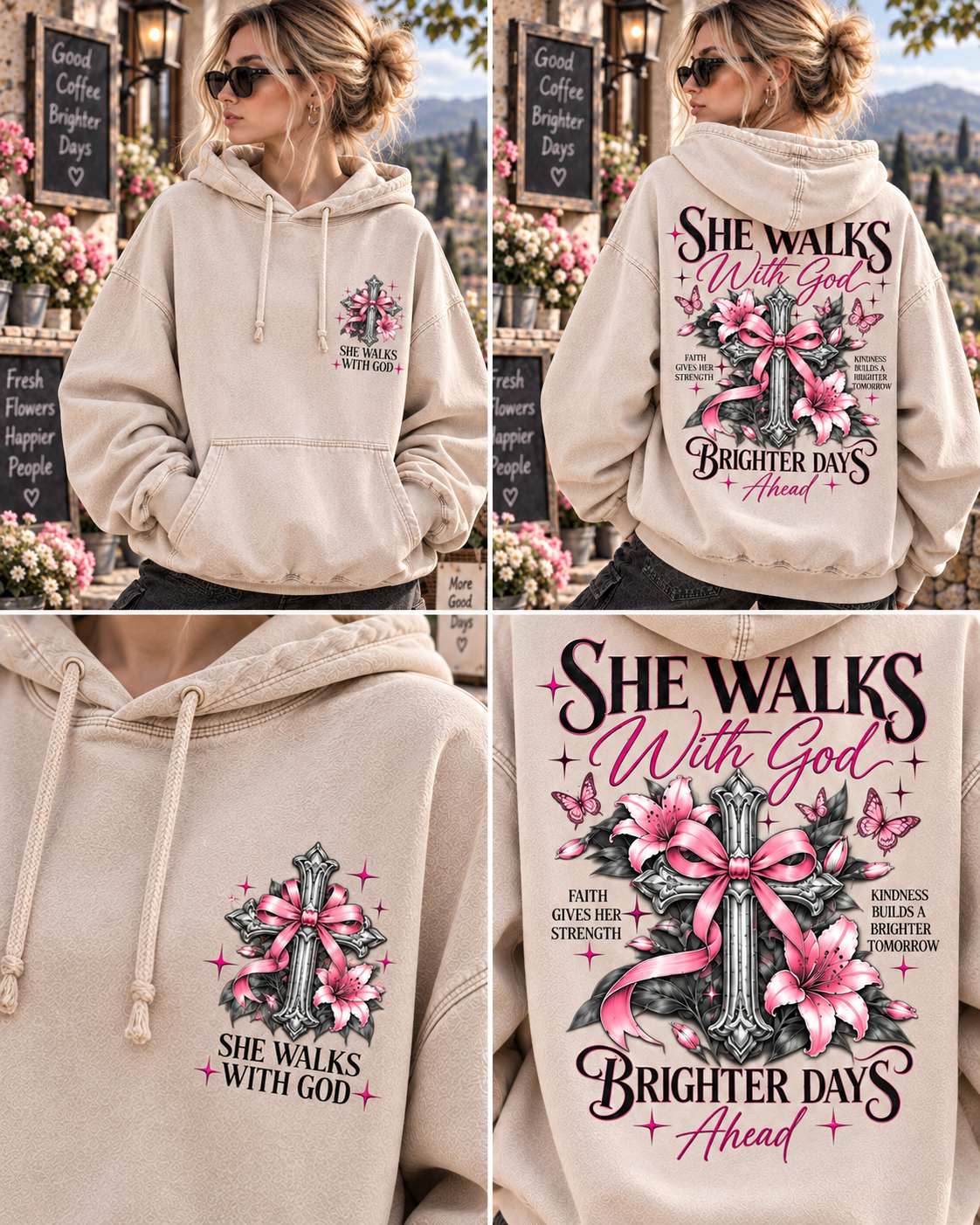 She Walks With God – Brighter Days Vintage Hoodie