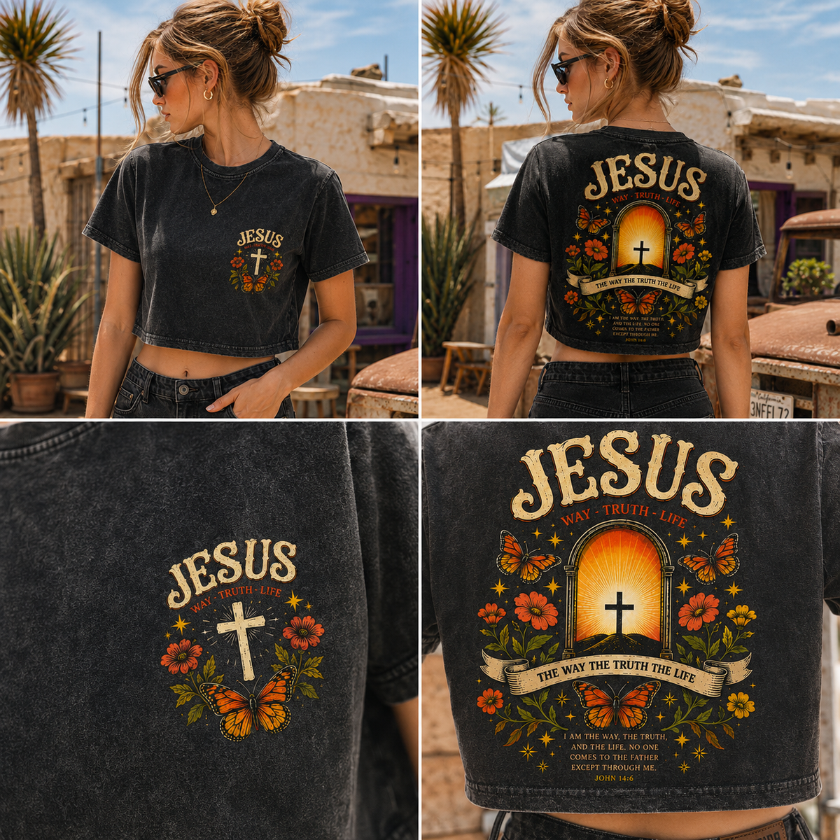 Jesus Vintage Butterfly Crop Top – Faith & Grace