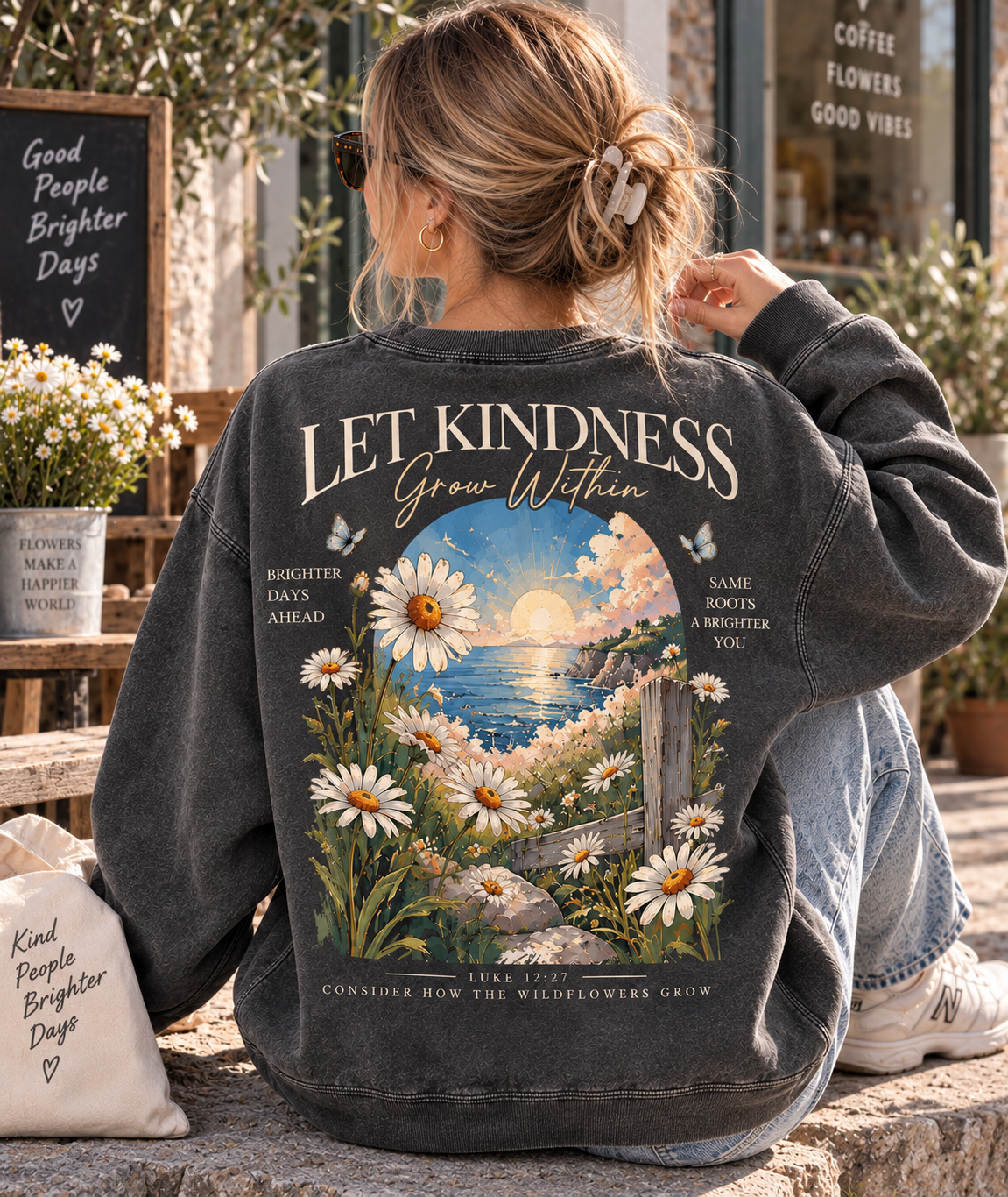 Let Kindness Grow Within – Vintage Floral Sweatshirt