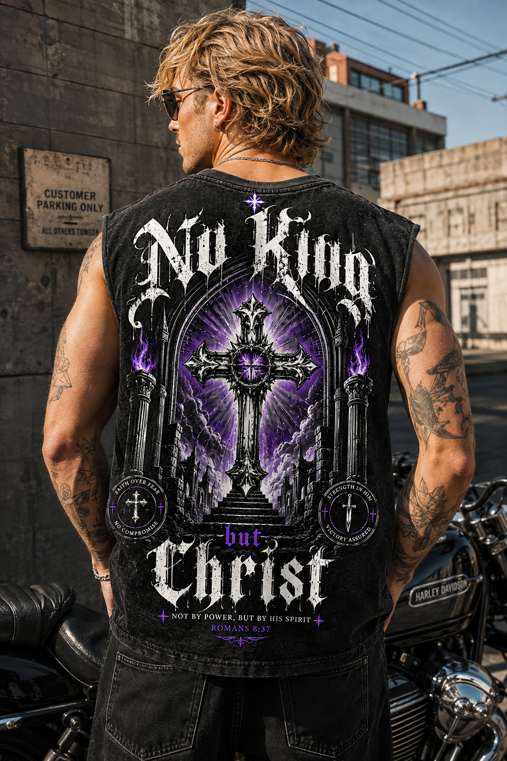 No King But Christ — Washed Black Gothic Tank Top