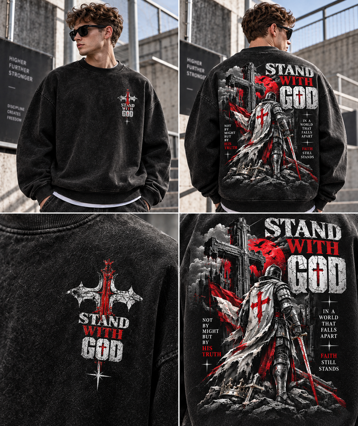Stand With God – Vintage Crusader Sweatshirt
