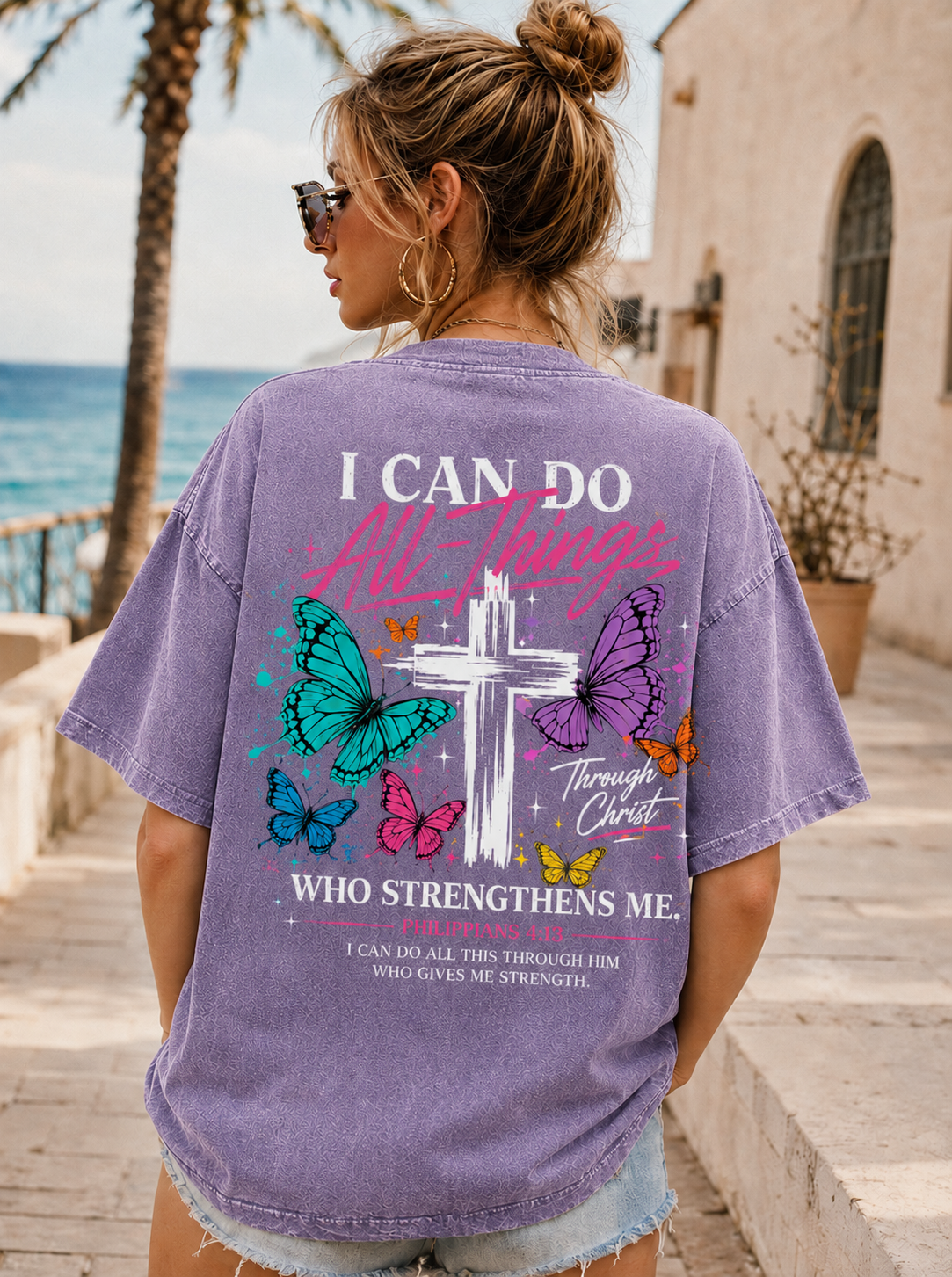 Faith Over Fear – Vintage Butterfly Cross T-Shirt