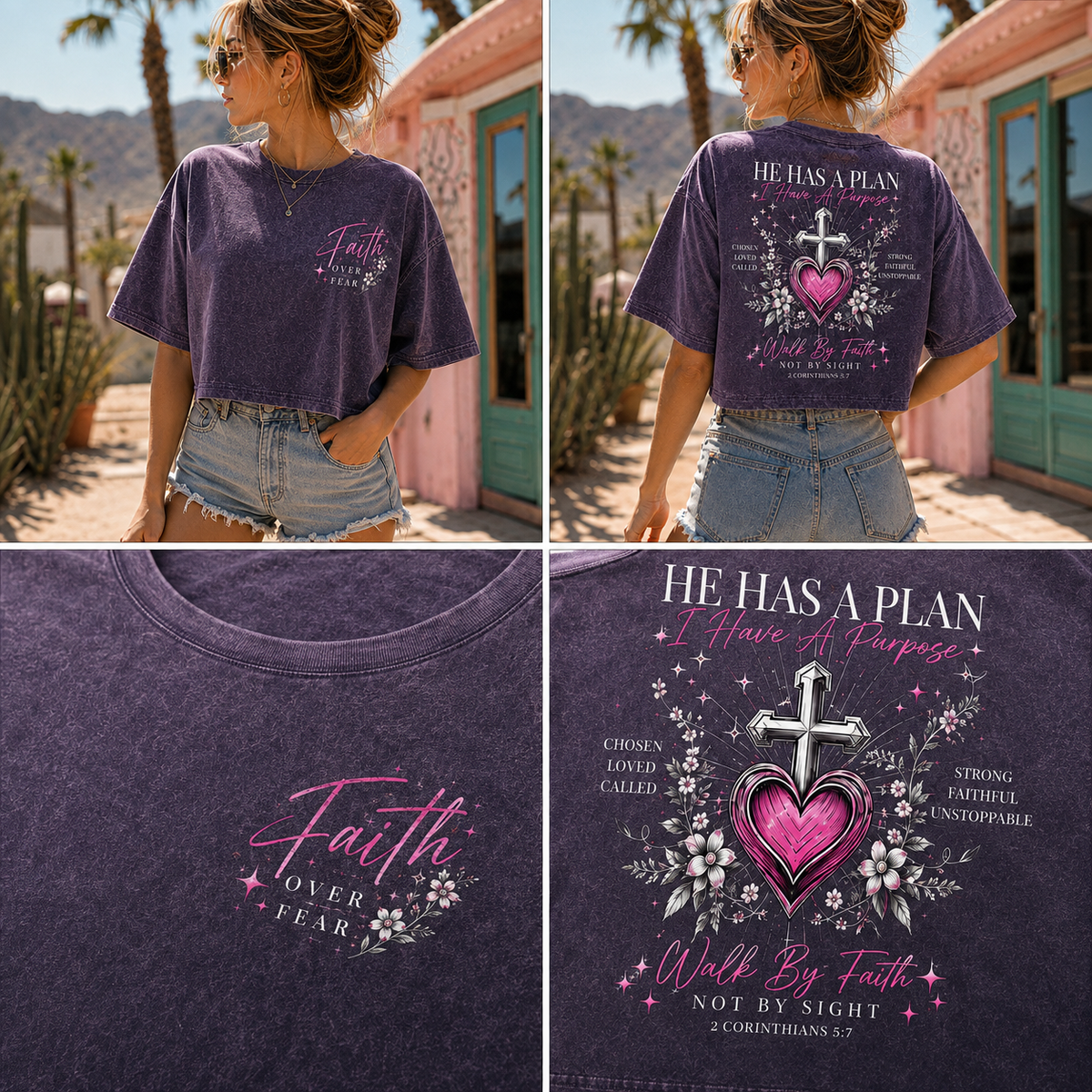 Faith Over Fear – He Has a Plan Crop Top