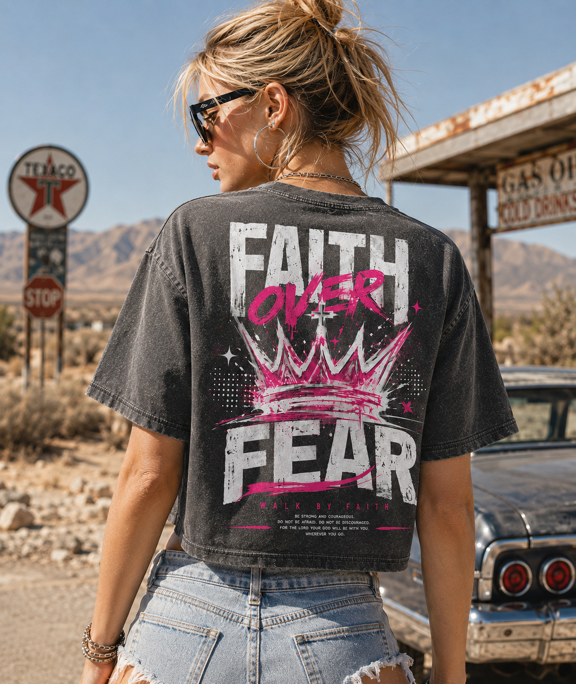 Faith Over Fear Crop Top – Vintage Wash Tee