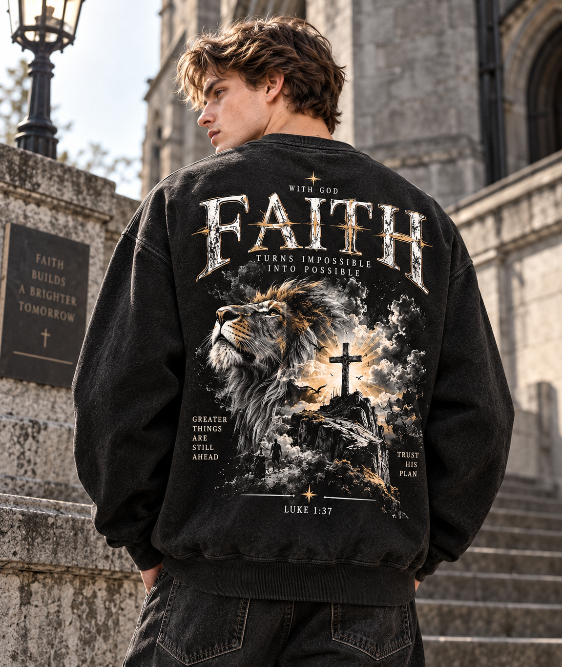 Faith Lion – Vintage Christian Sweatshirt