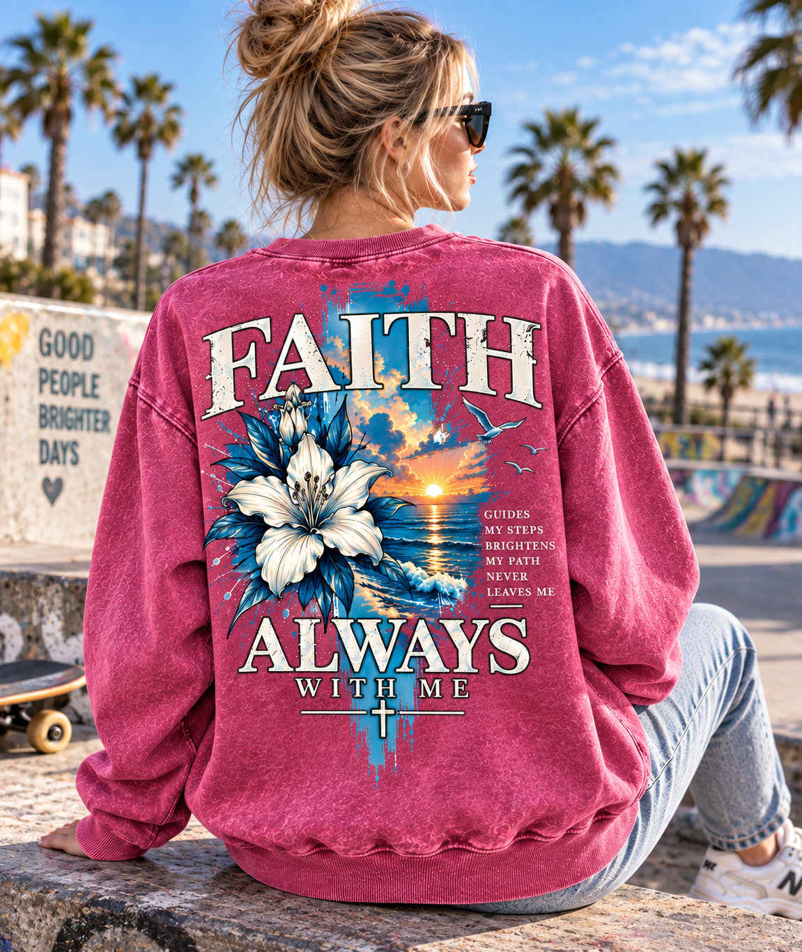 Faith Always With Me – Vintage Floral Sweatshirt