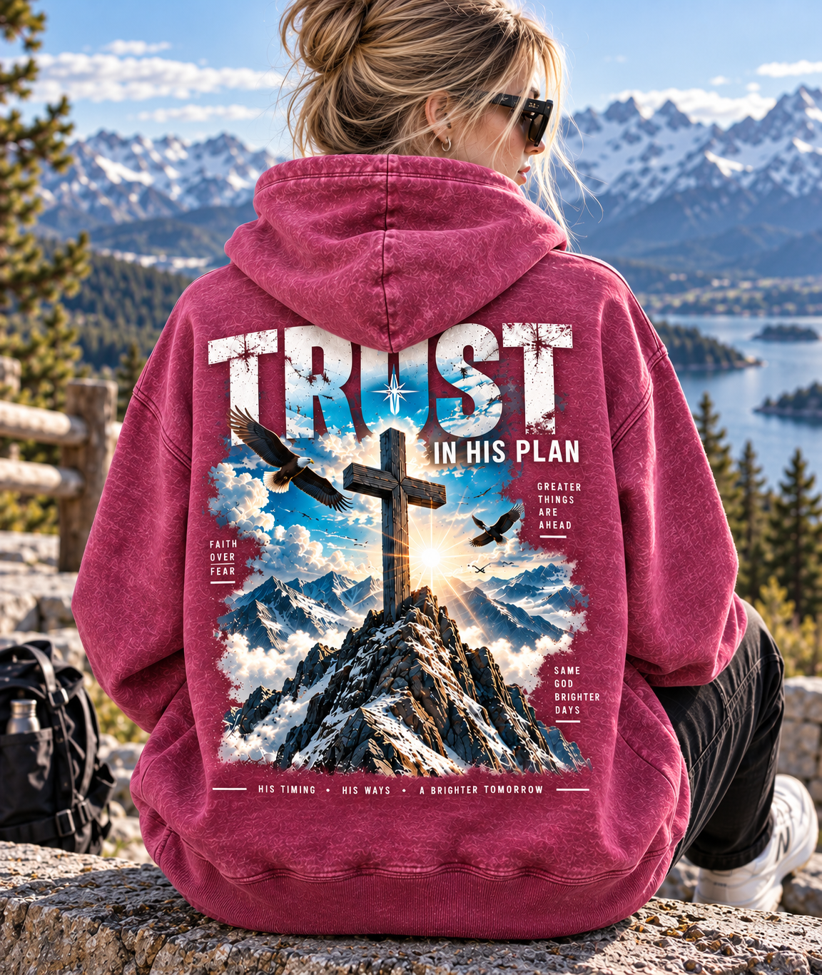 Trust In His Plan Hoodie – Vintage Mountain Faith