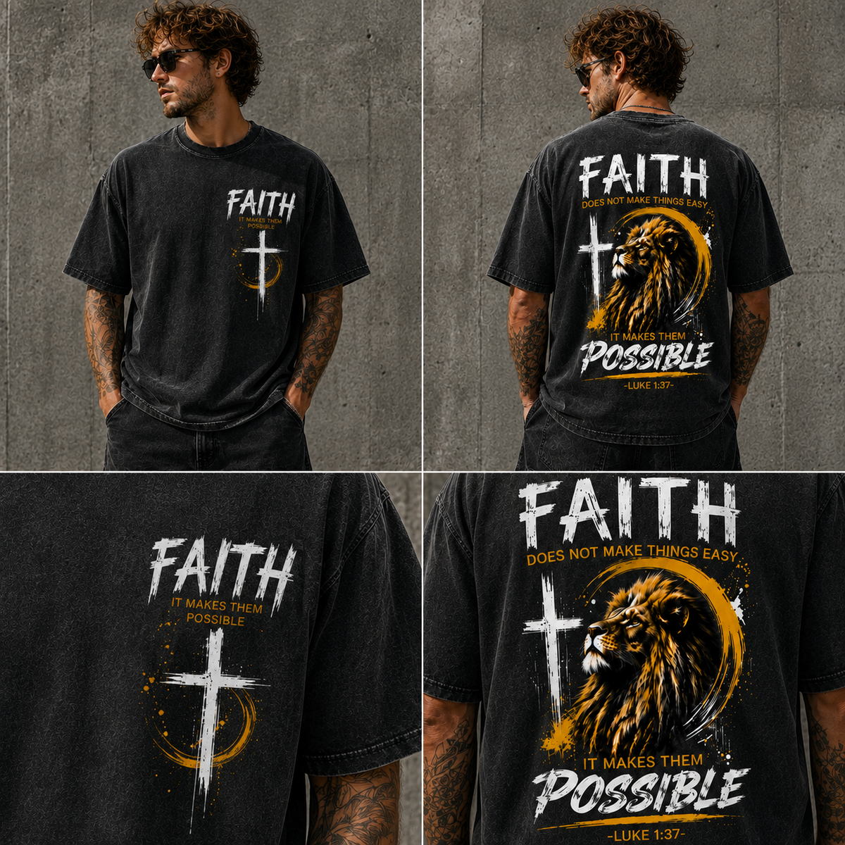 Faith Lion Vintage Graphic Tee