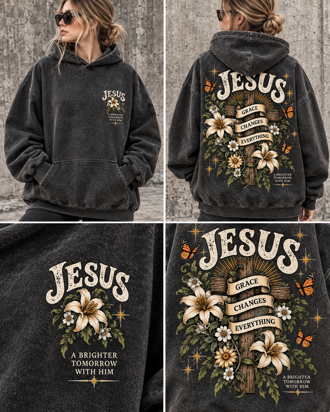 Jesus Grace Changes Everything – Vintage Christian Hoodie