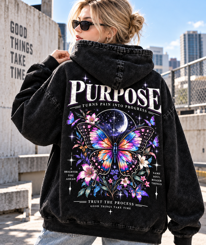 Purpose Butterfly Oversized Washed Hoodie