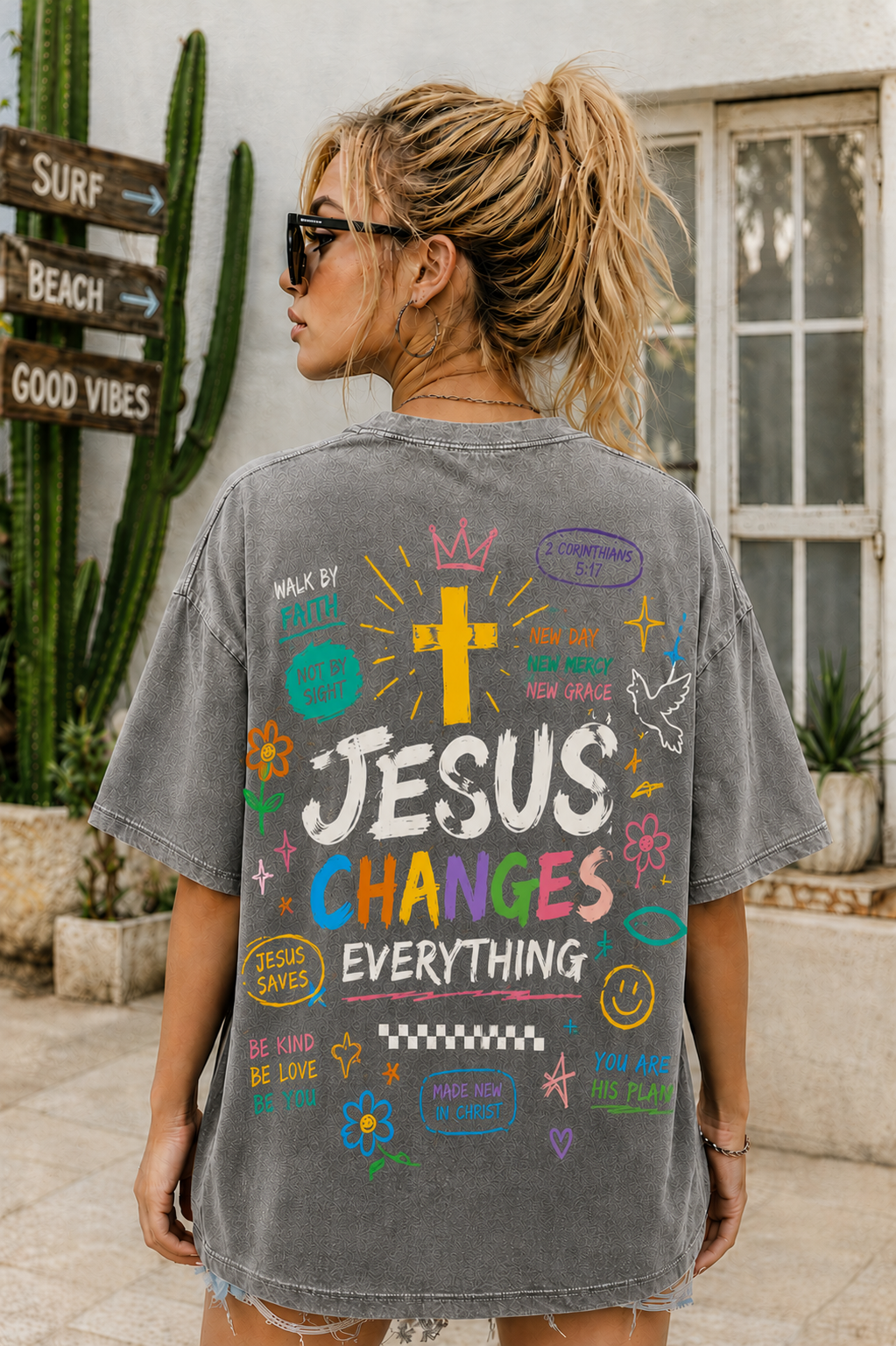Jesus Changes Everything Oversized Graphic Tee