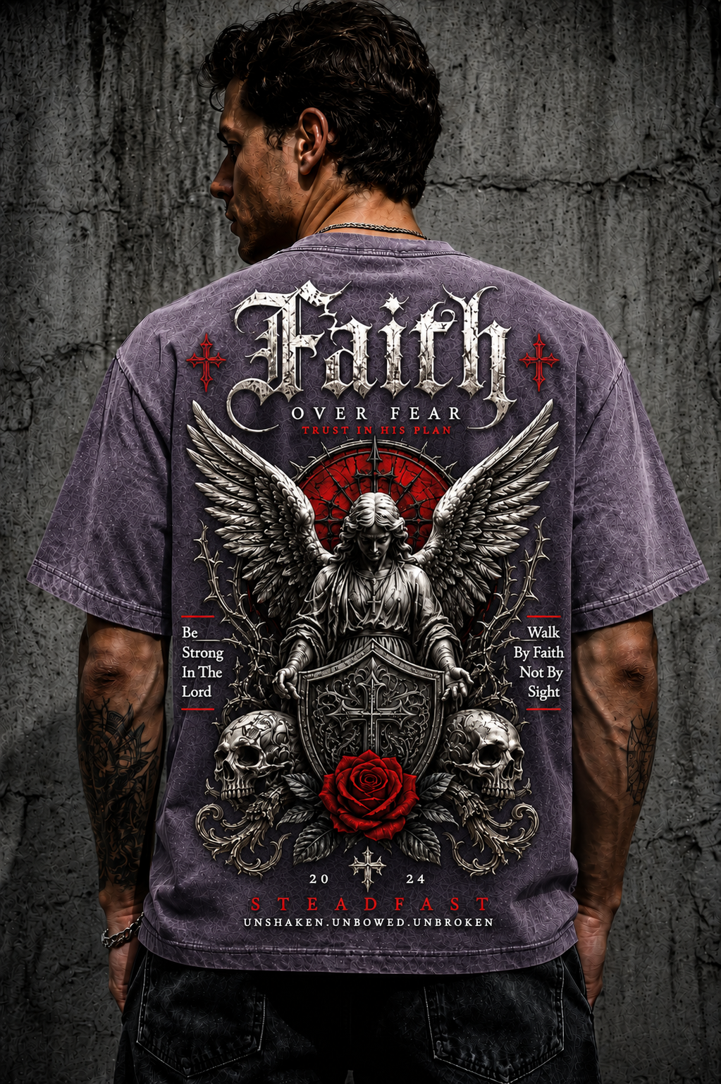 Faith Over Fear – Vintage Gothic Oversized T-Shirt