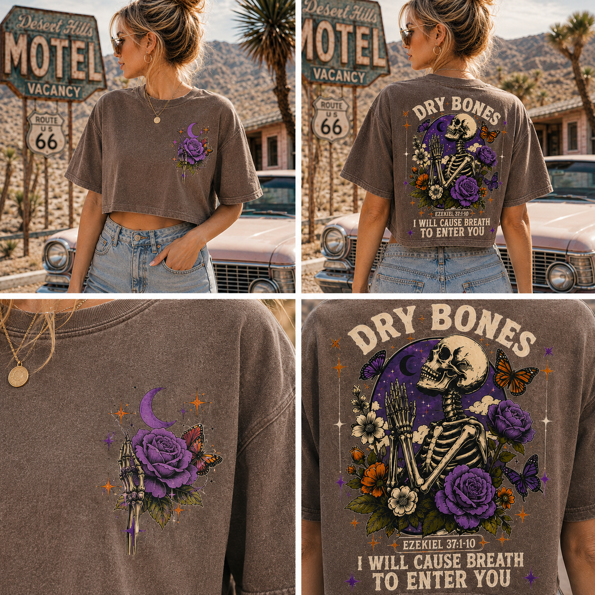 Dry Bones Vintage Graphic Crop Top – Washed Tee