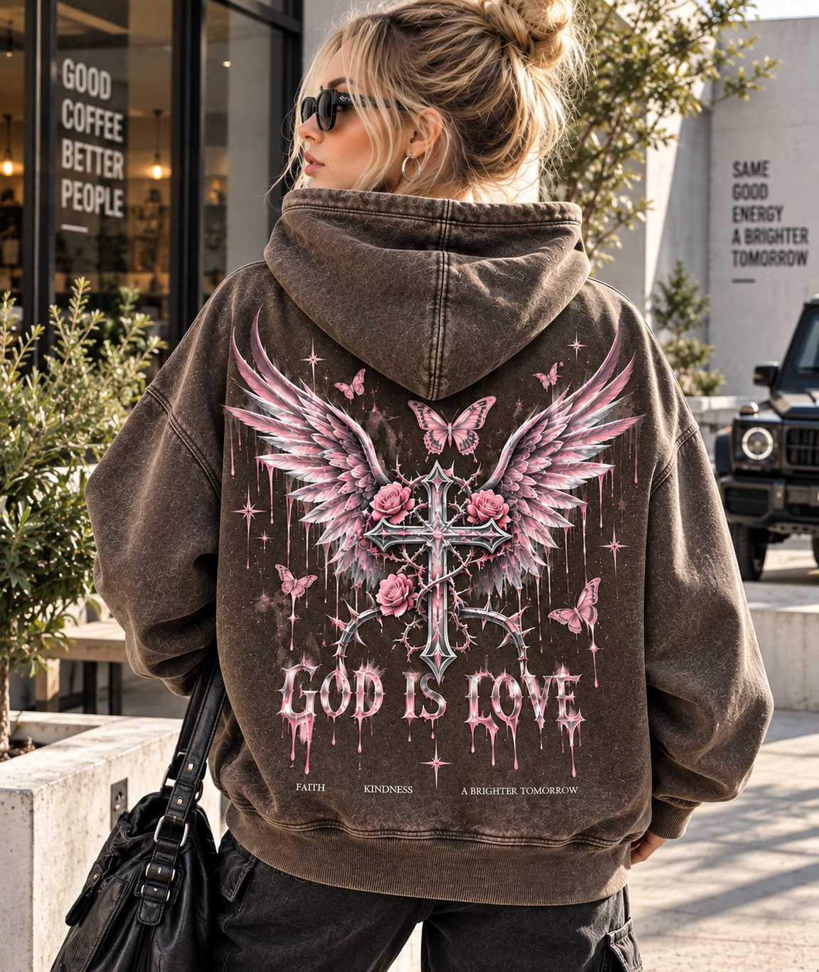 God Is Love Vintage Angel Hoodie