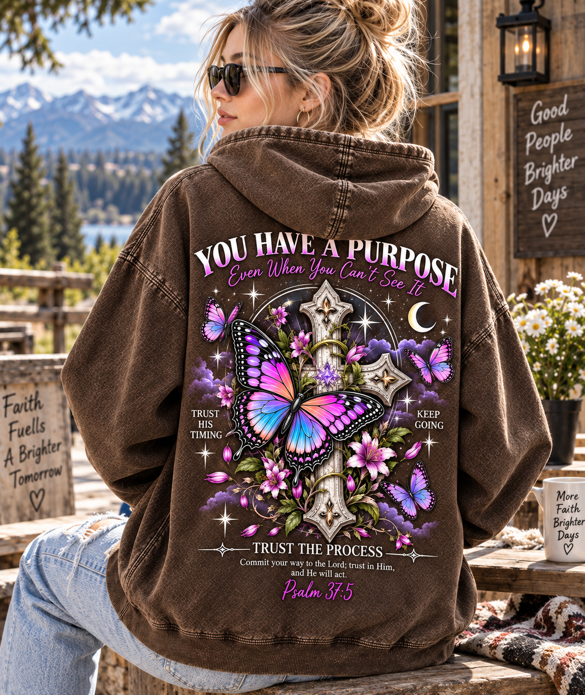 You Have a Purpose – Vintage Faith Butterfly Hoodie