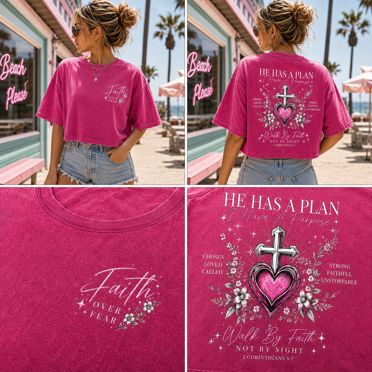 Faith Over Fear – He Has a Plan Crop Top