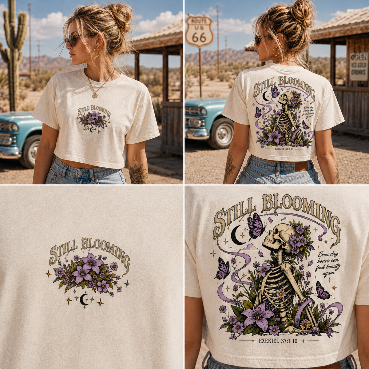 Still Blooming Skeleton – Vintage Wash Crop Tee