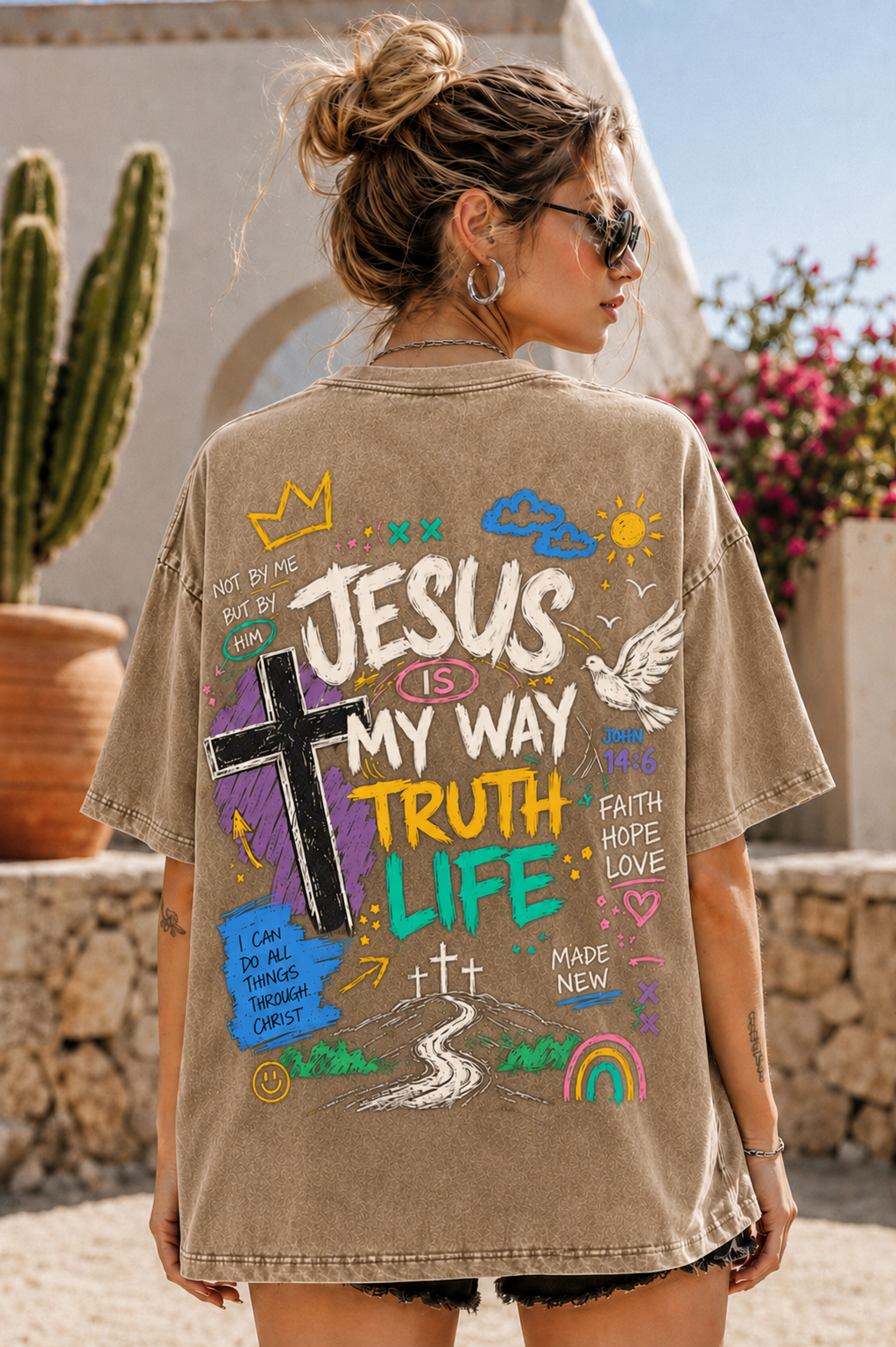 Jesus Is My Way – Vintage Washed Graphic Tee