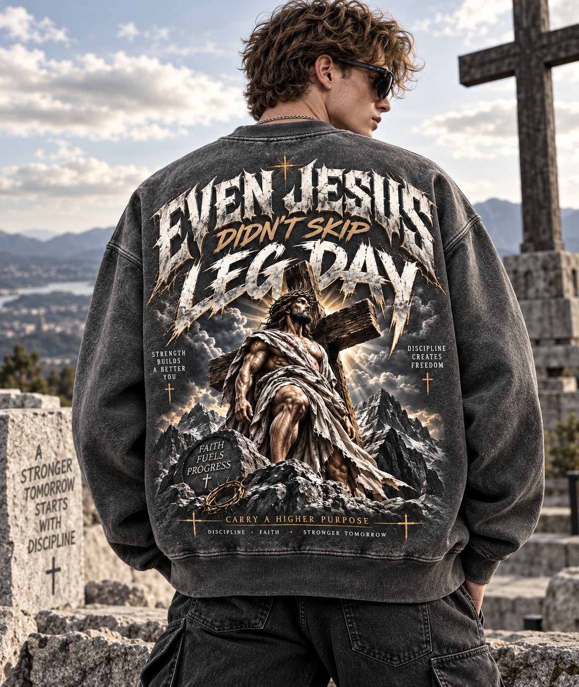 Even Jesus Didn’t Skip Leg Day – Vintage Faith Sweatshirt