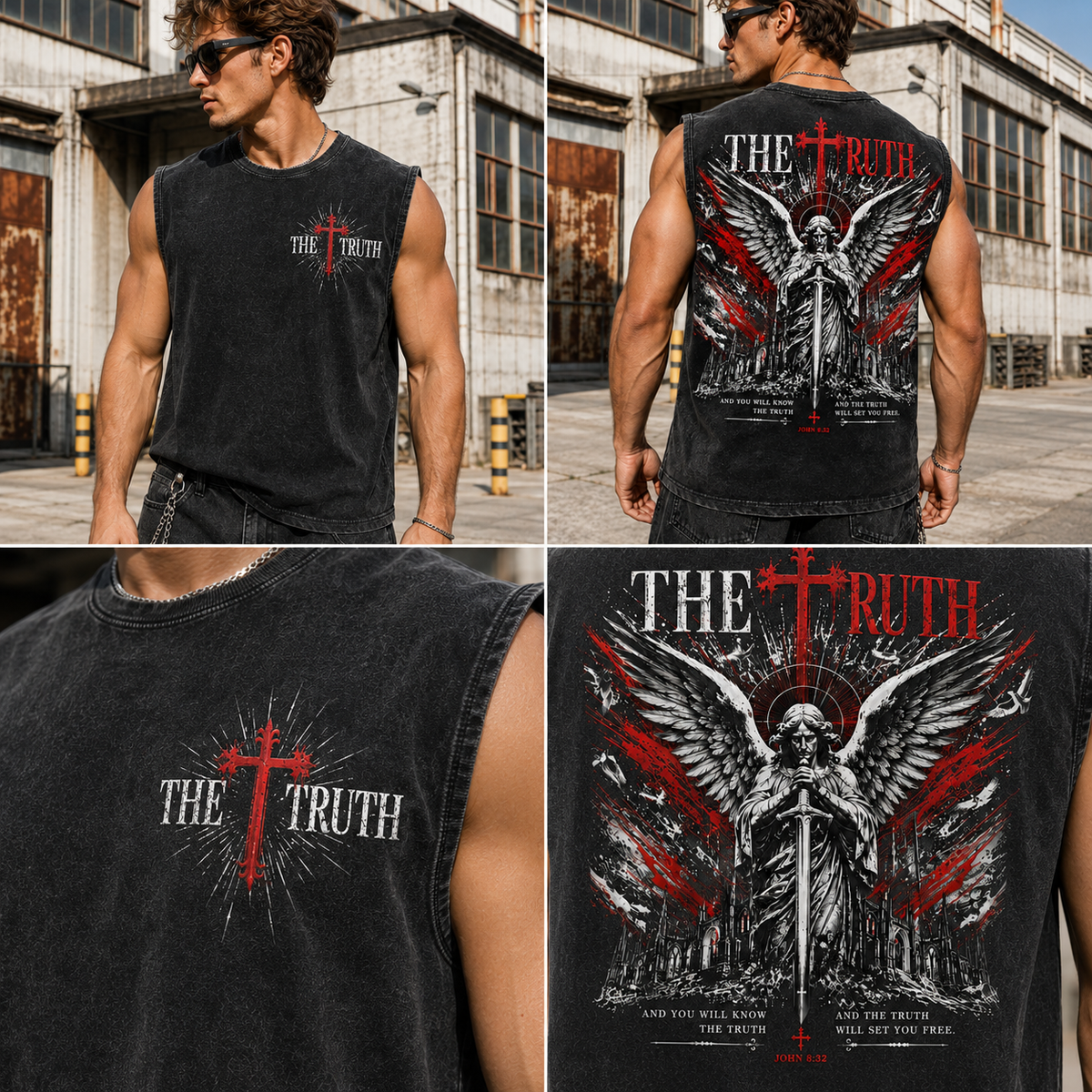 The Truth Angel Washed Black Tank Top