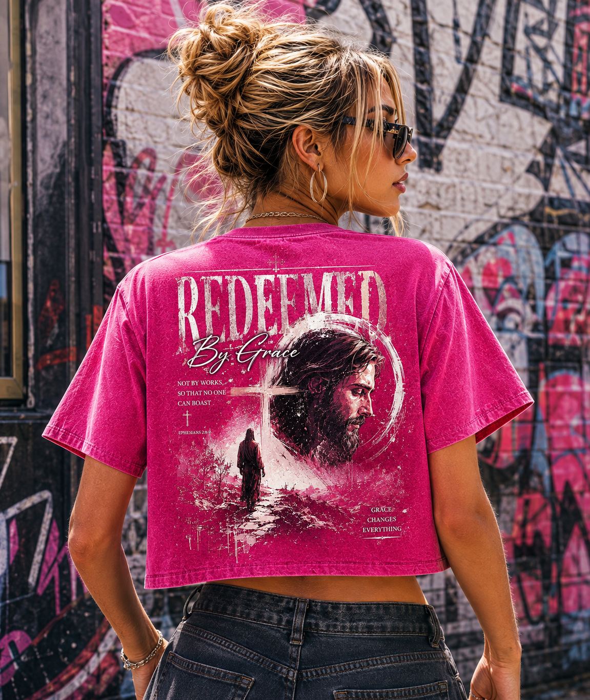 Redeemed By Grace – Vintage Christian Crop Top