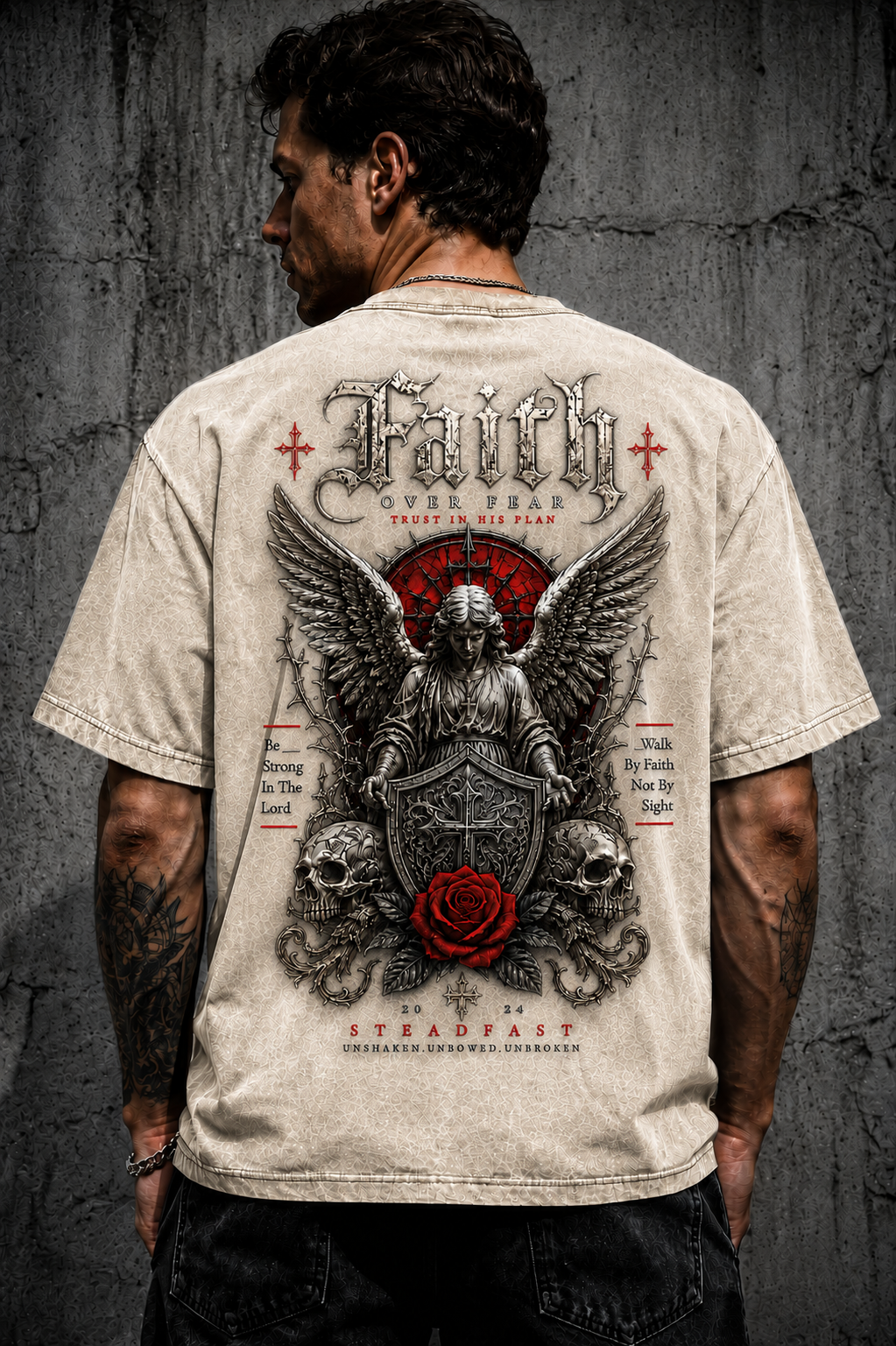 Faith Over Fear – Vintage Gothic Oversized T-Shirt